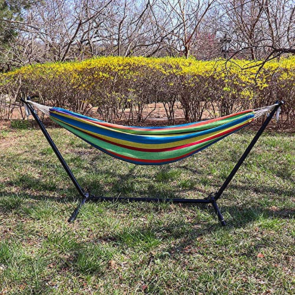 Highwild Double Hammock with Steel Stand - Max 600 Lbs (B- Blue/Purple)