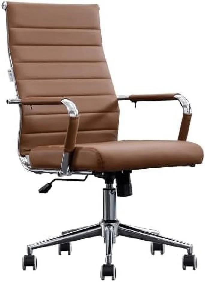 CKPFVY Home Office Chair Ribbed  Modern Leather Conference Room Chairs  Ergonomic Office Desk Chair  High Back Executive Computer Chair  Adjustable Swivel Chair with Arms(Grey)