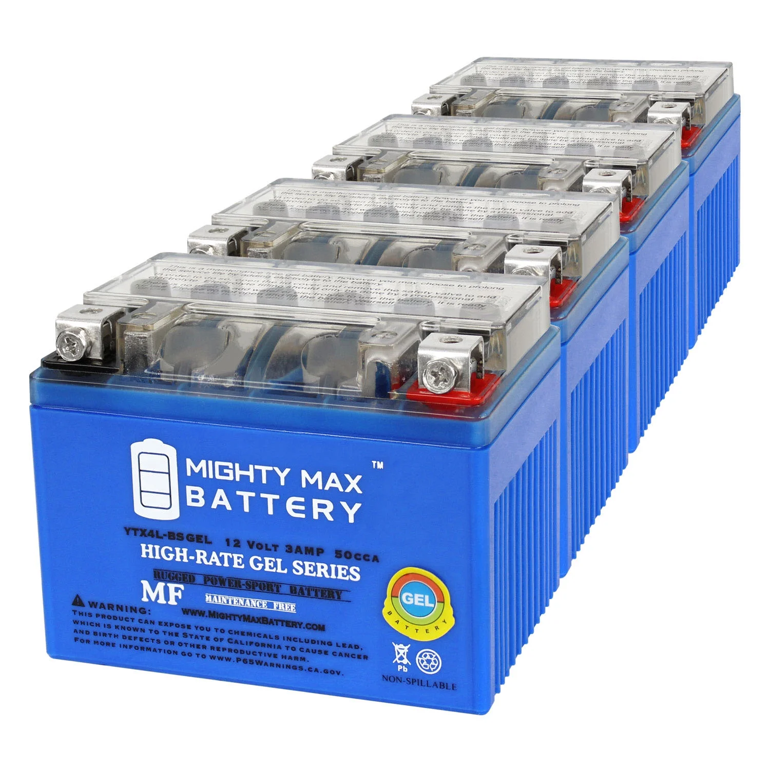 YTX4L-BSGEL 12V 3AH GEL Replacement Battery compatible with Chrome Battery YTX4L-BS - 4 Pack