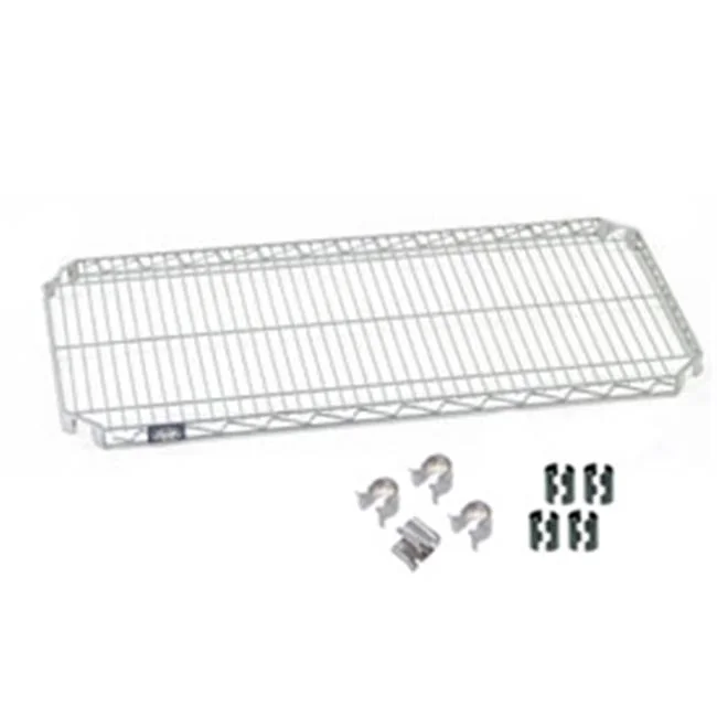 72 x 24 in. Chrome Quick Adjust Wire Shelf with Hooks & Clips - Chrome - 72 x 24 in.