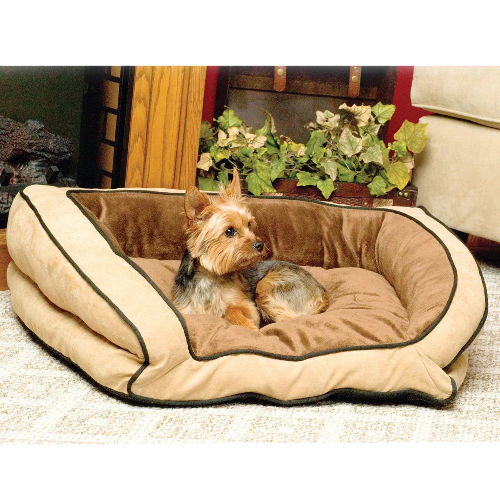 K&H Pet Products Bolster Couch Dog Bed, Small, Mocha/Tan