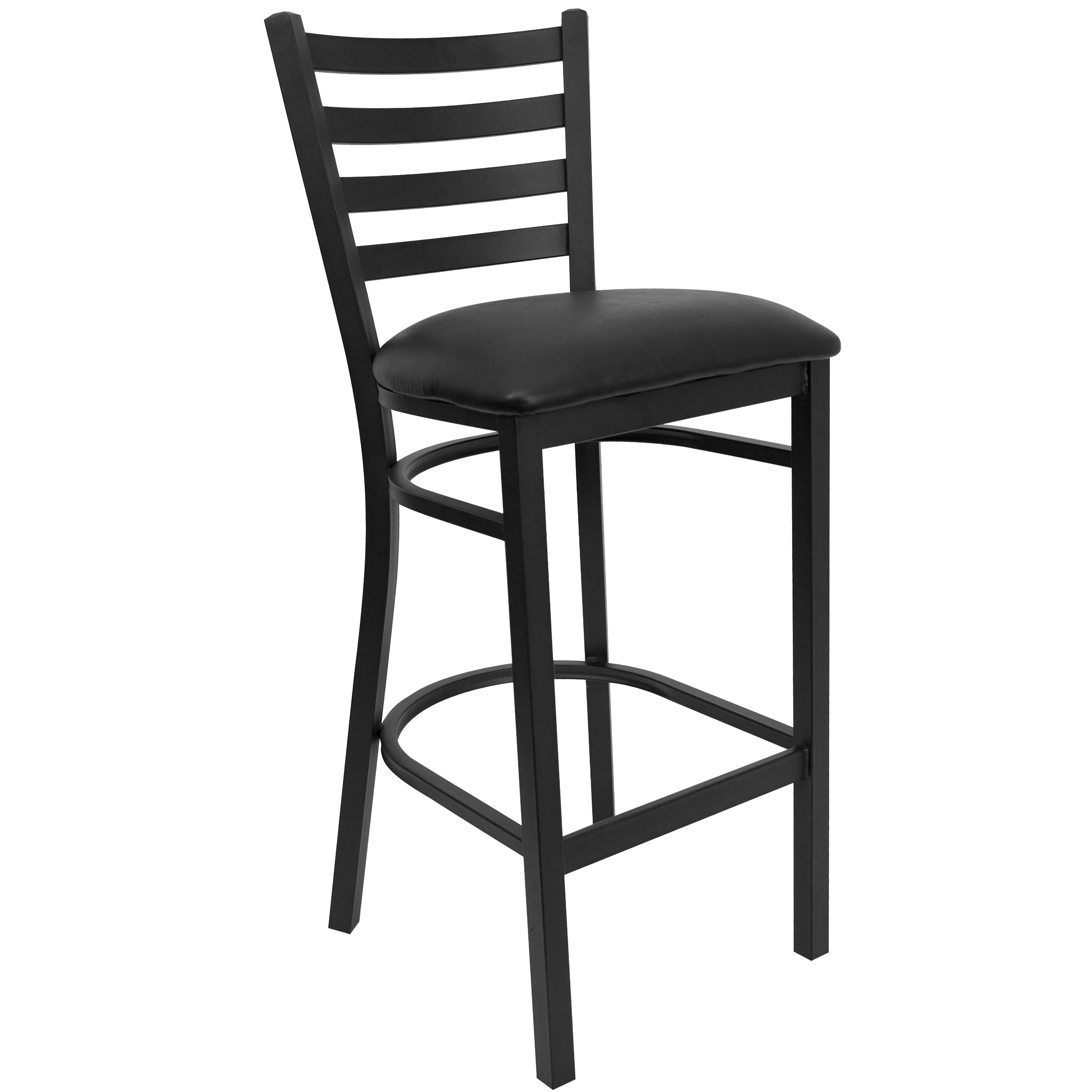 Flash Furniture Hercules Ladder Back Vinyl Barstool, Black, Set of 2