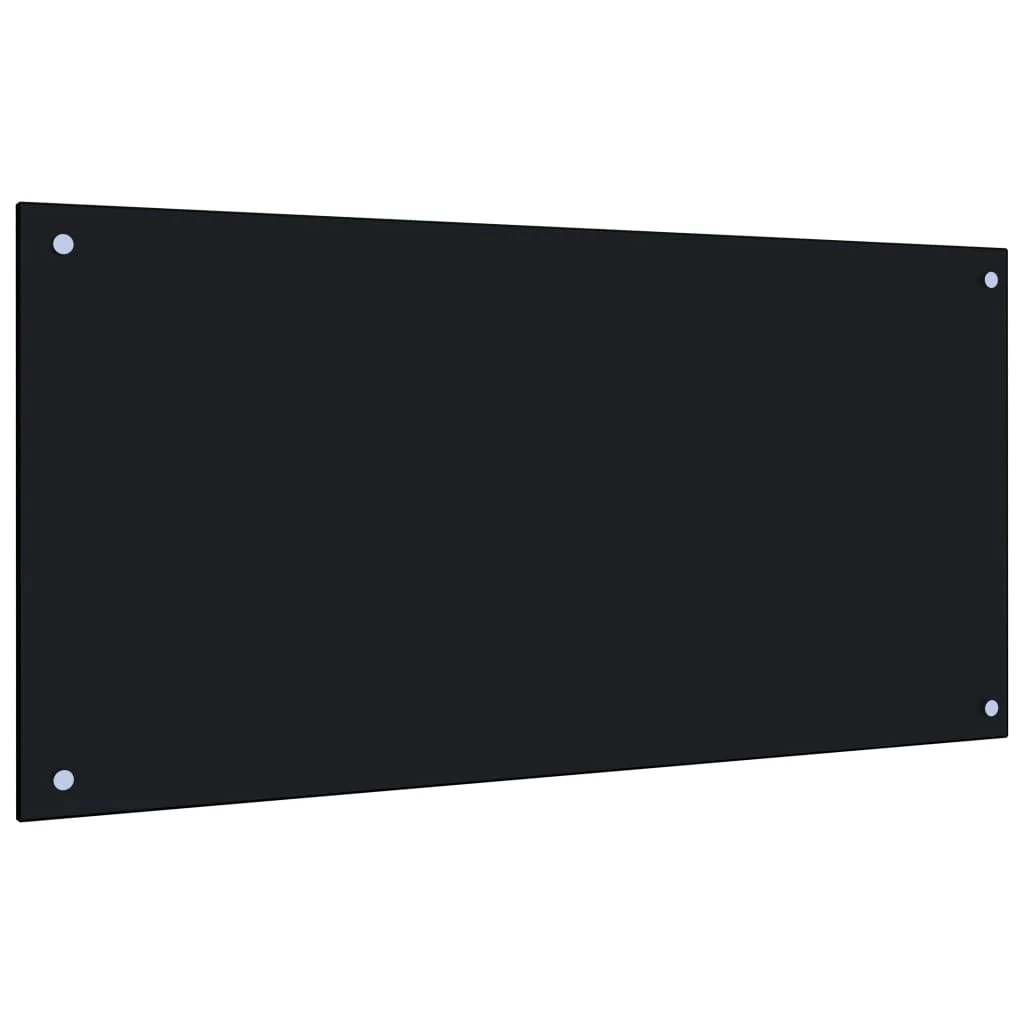 Uteam Tempered Glass Kitchen Backsplash Black Size 39.4x19.7 Inches