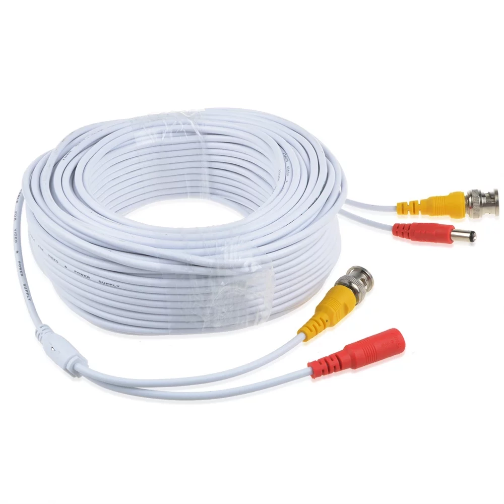 PGENDAR 100ft White BNC Cable Cord Lead for Night Owl 8 Channel DVR 1 TB HDD 4 5MP HD Bullet Camera