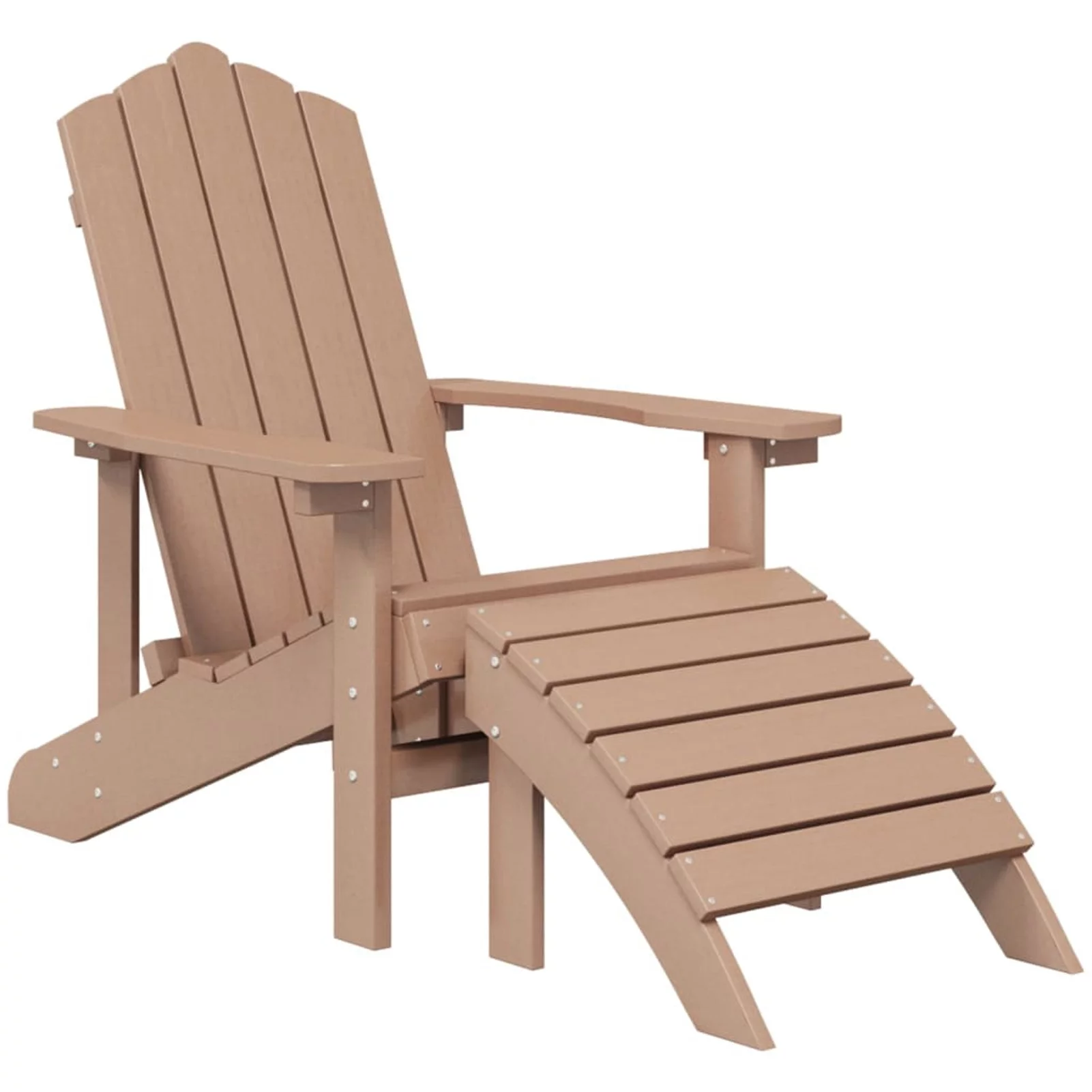 OWSOO Patio Adirondack Chair with Footstool HDPE Brown