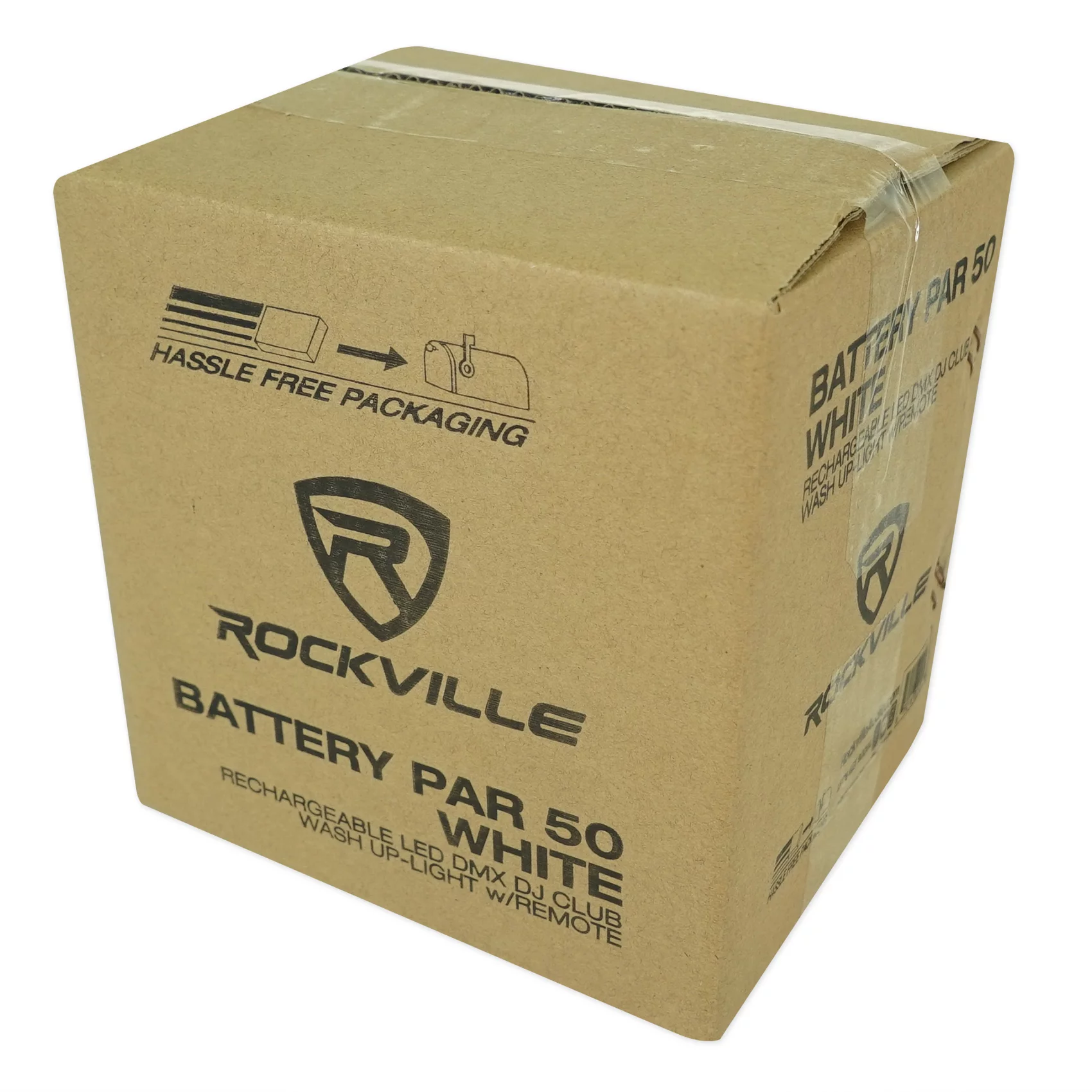 (2) Rockville 8 Ft. Totem Stands+DJ Facade+(4) Battery Powered Wash Up-Lights