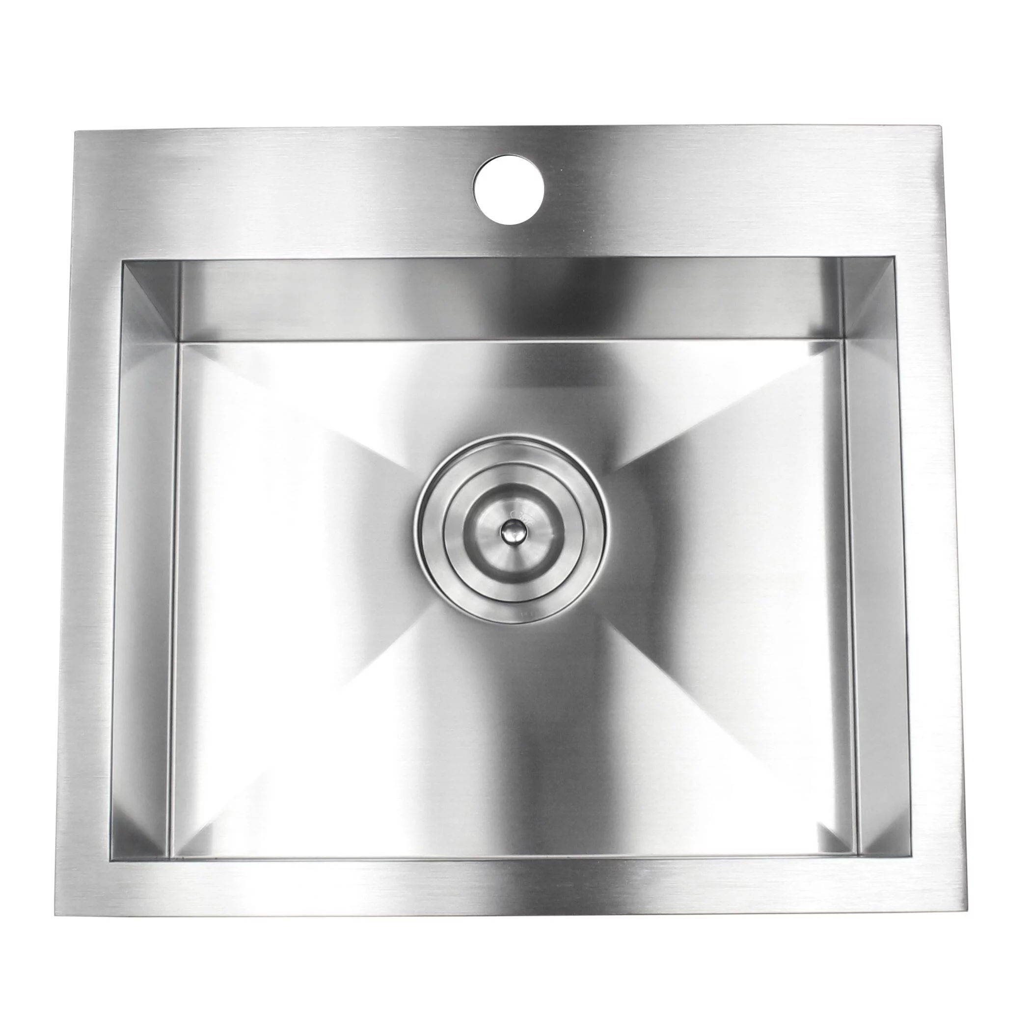 Contempo Living Inc Topmount / Drop-in 19 in. x 17 in. x 9 in. Stainless Steel Prep / Bar / Island Single Bowl Zero Radius Kitchen Sink