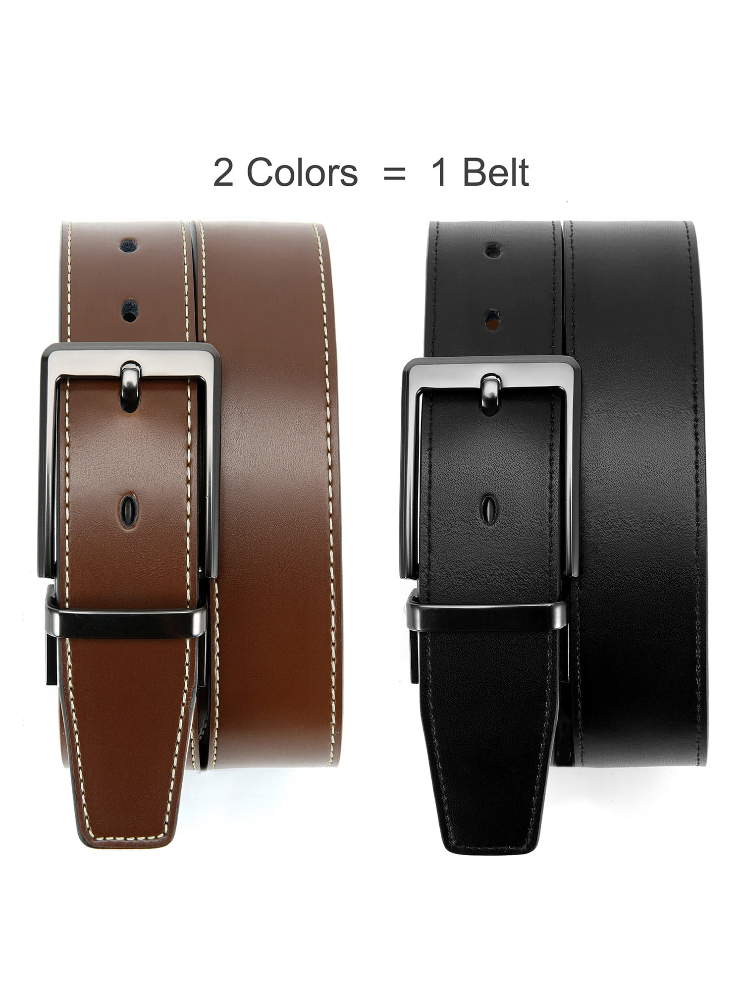 YOETEY Mens Belt, Reversible Leather Belt, Two in One Classic Style for Formal Casual 1 3/8