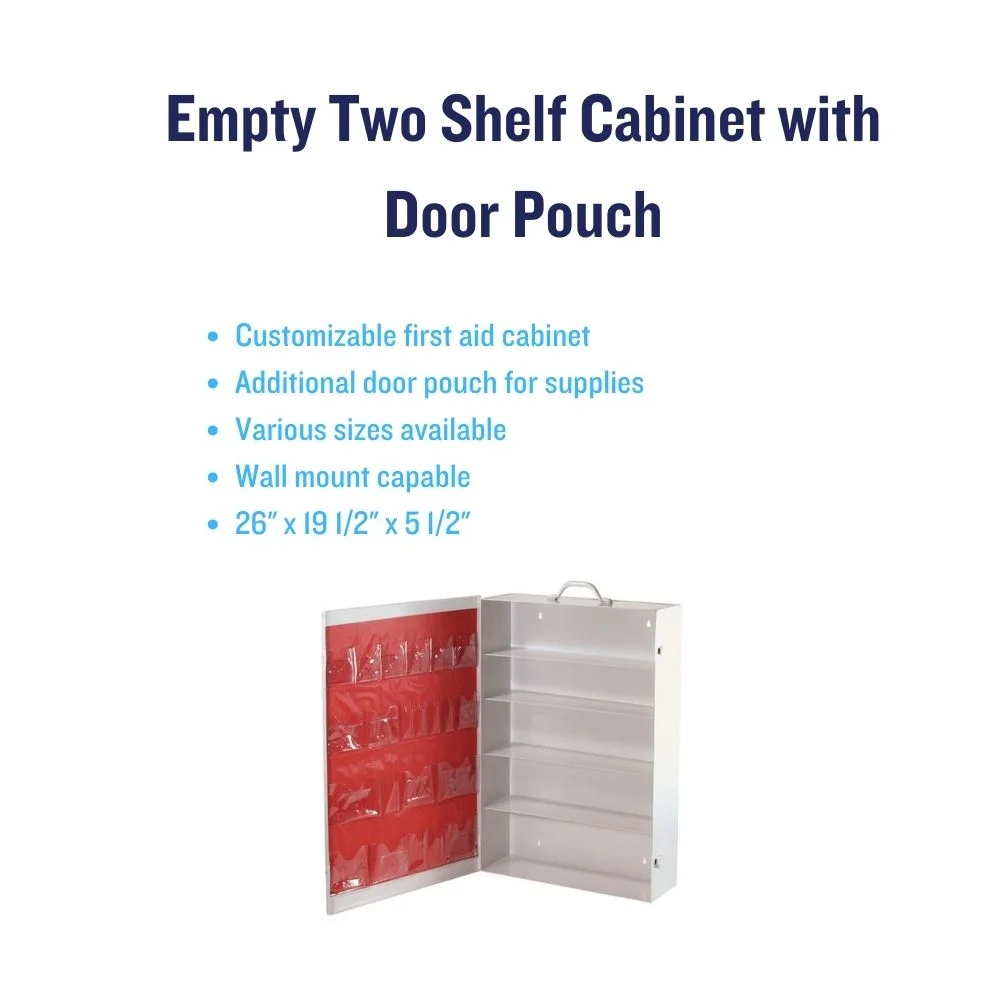 Medique Empty Five Shelf Cabinet with Door Pouch First Aid Metal Cabinet, Wall Mount, White, 26