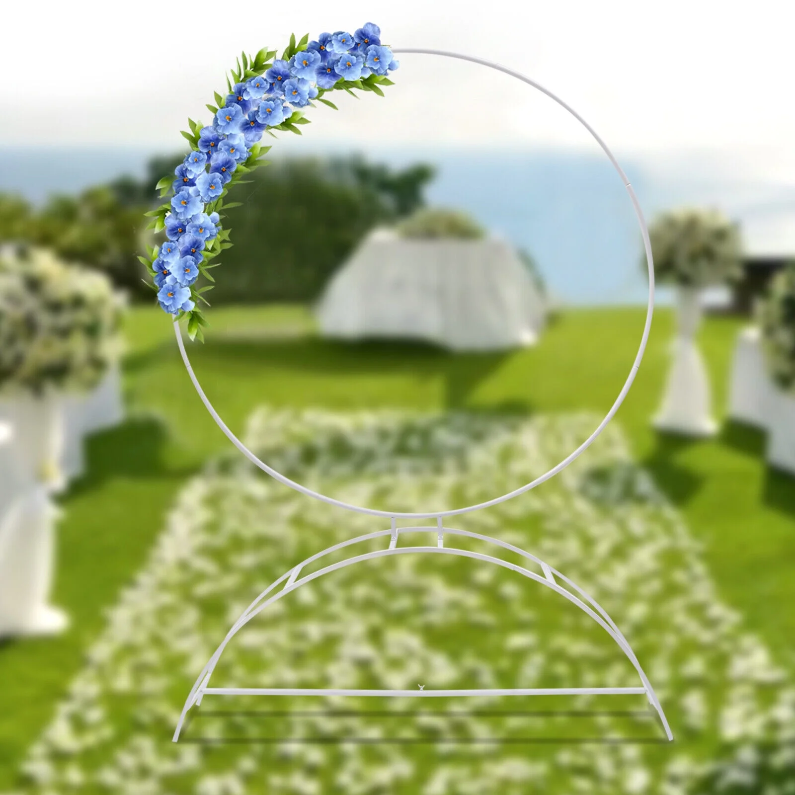 Round Arch Backdrop Stand Metal Wedding Decorations Flower Frame Rack 7.2FT Height Floral Holder