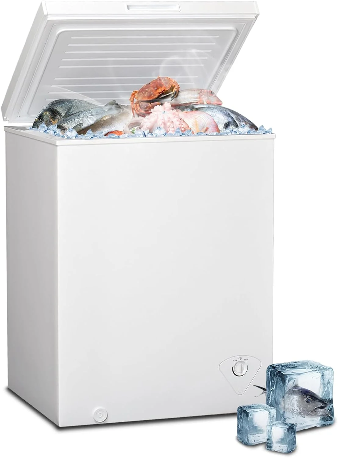 SMAD 5 Cu ft Chest Freezer with Removable Baskets Free-Standing Top Open Door Deep Freezer, White