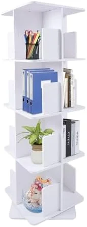 HVSDIMO Bookcase ° Rotating Bookshelf Floor Standing Organizer   Display Rack  Room Study Room Bedroom Home Office ( 3 Tiers)