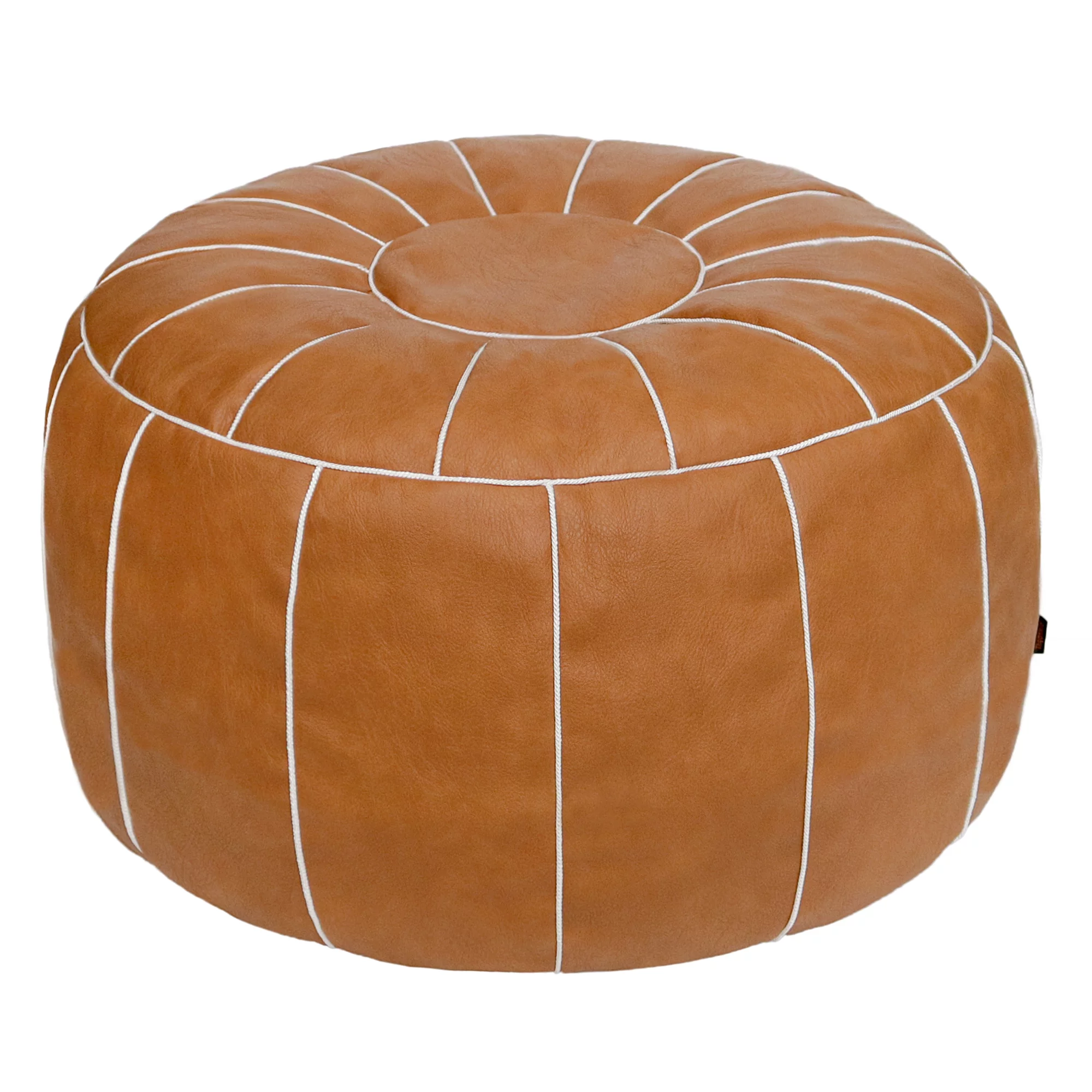 Thgonwid 21.7*13.7 inch Indoor Vegan Leather Pouf, Brown