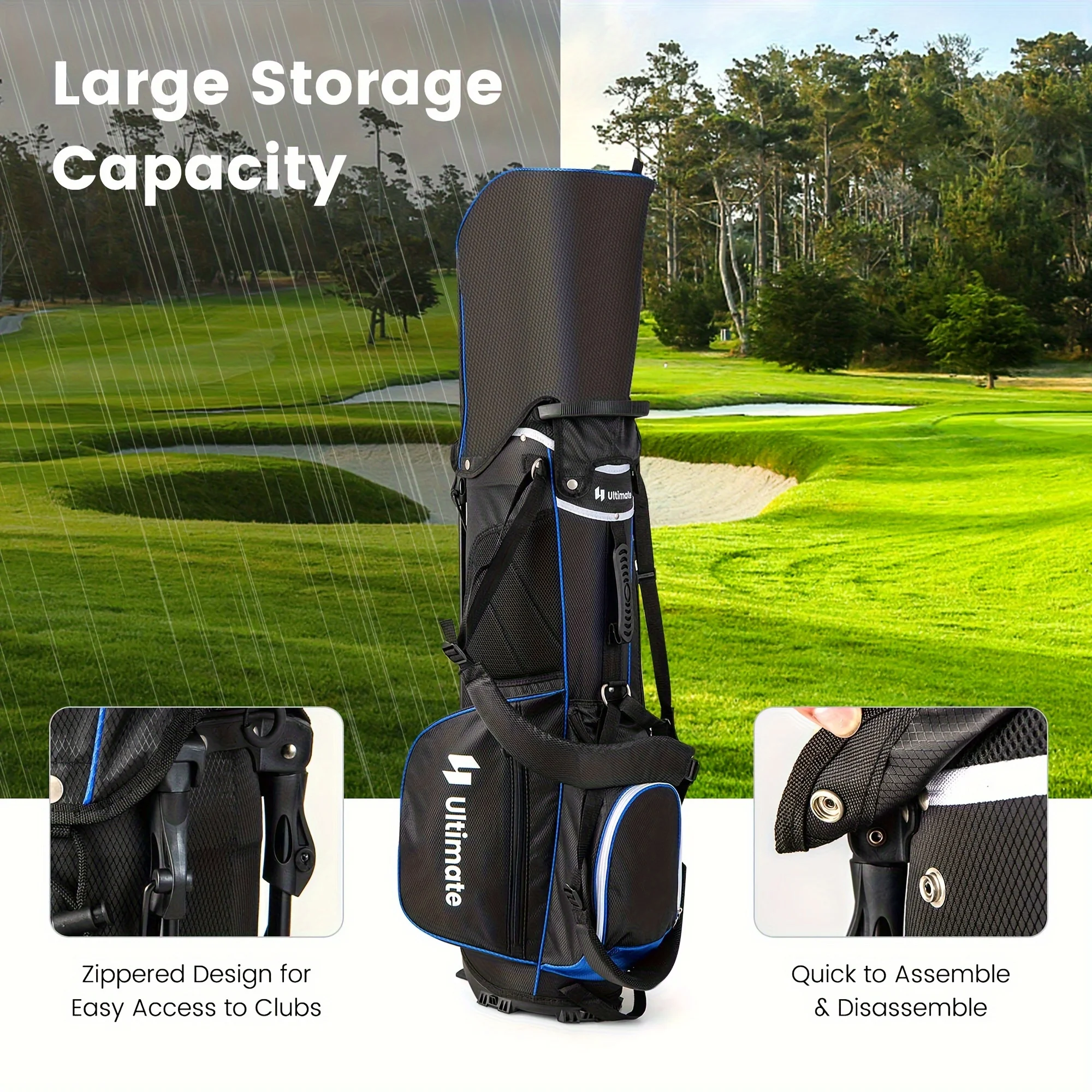 14-Way Top Divider Golf Stand Bag - Spacious 6-Pocket Organizer with Cooler Compartment & Rain Hood - Easy Transport for Daily Rounds and Practice Sessions