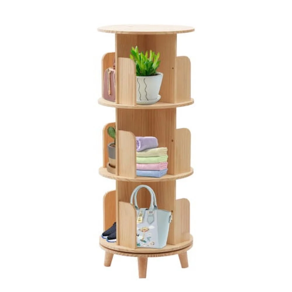3 Tier 360 Rotating Bookshelf Display Bookcase Multi-Functional Bookshelf Rack