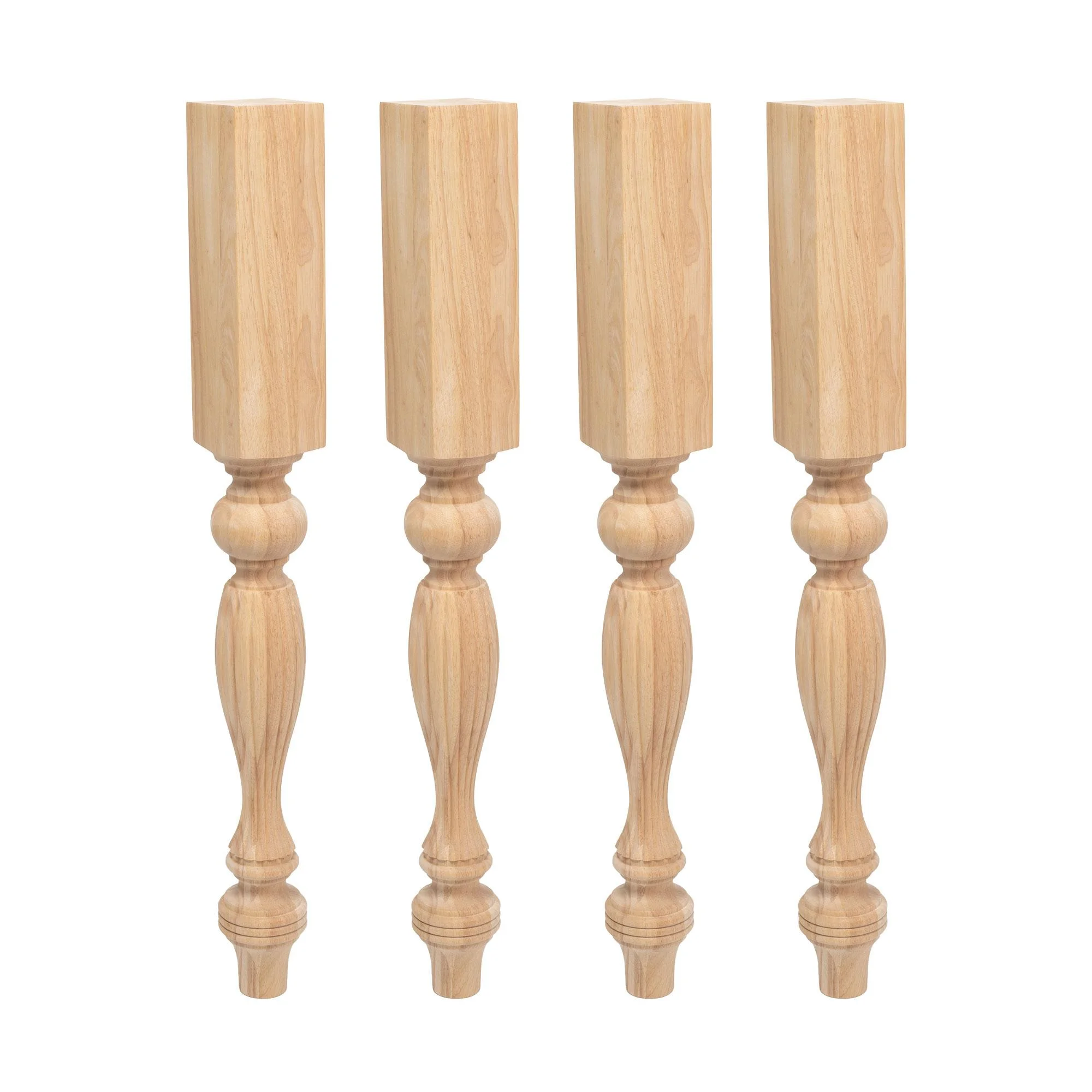 Designer's Edge Millwork 35-1/4 in. High x 3-3/4 in. Wide x 3-3/4 in. Depth Unfinished Solid Hardwood French Kitchen Island Leg 4 Pack