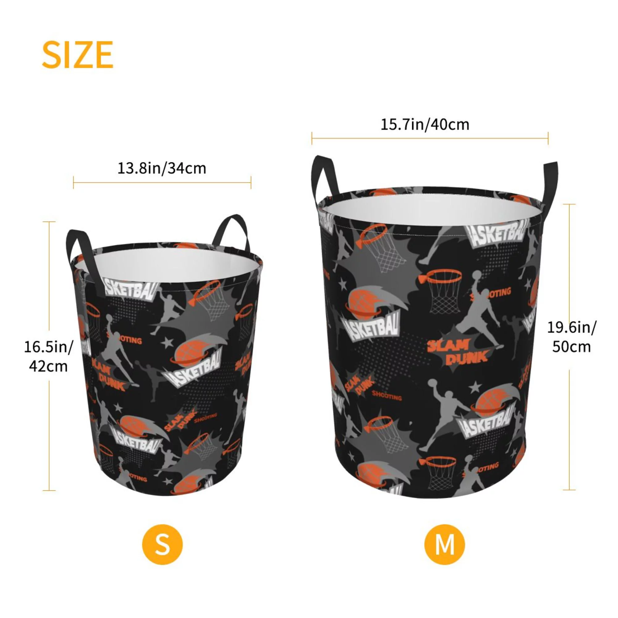 ZICANCN Doodle Basketball Sports Laundry Basket Organizer, Dirty Clothes Hamper for Bathroom Bedroom Laundry Room, Small Size