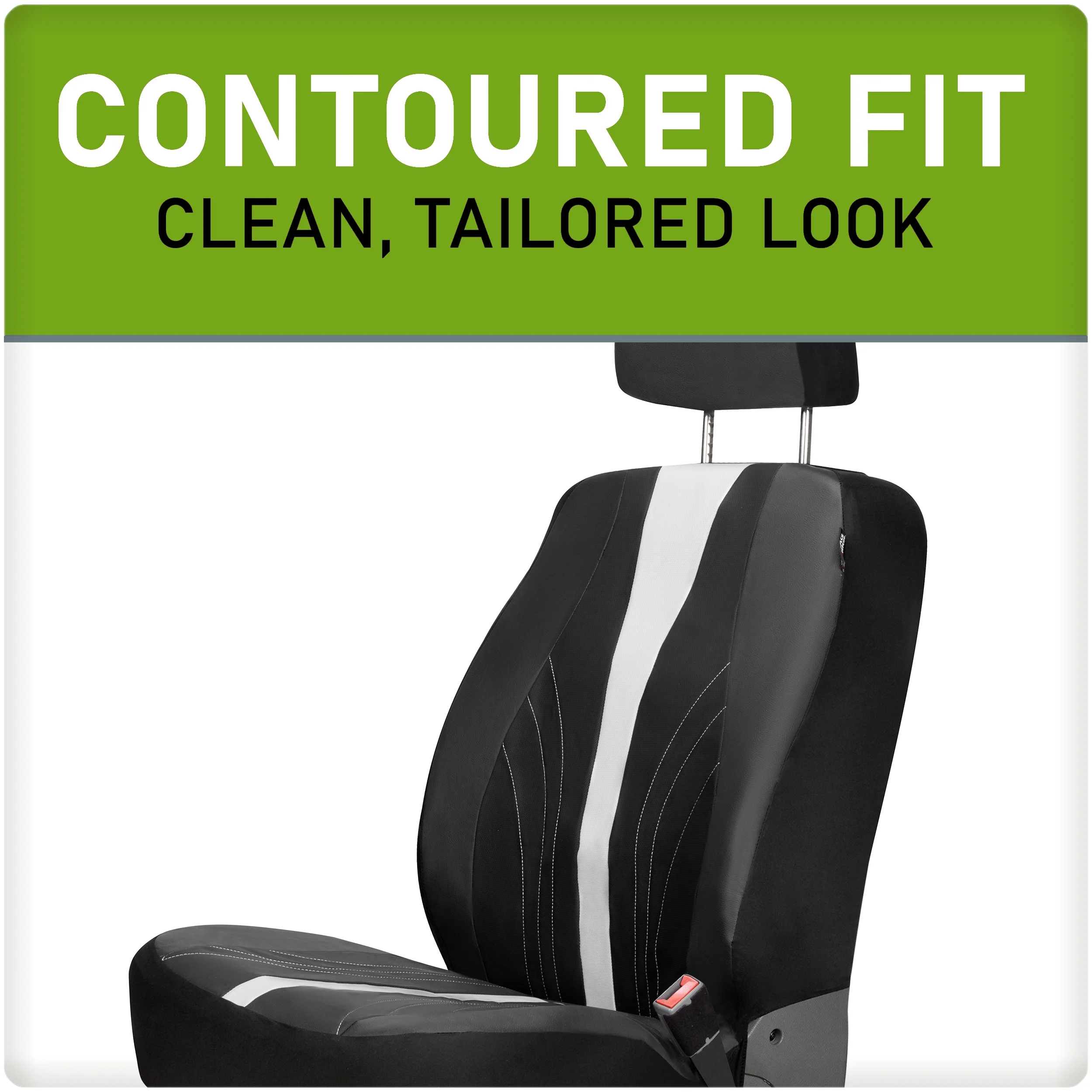 Auto Drive 2-Piece Black-White Marlo Seat Covers
