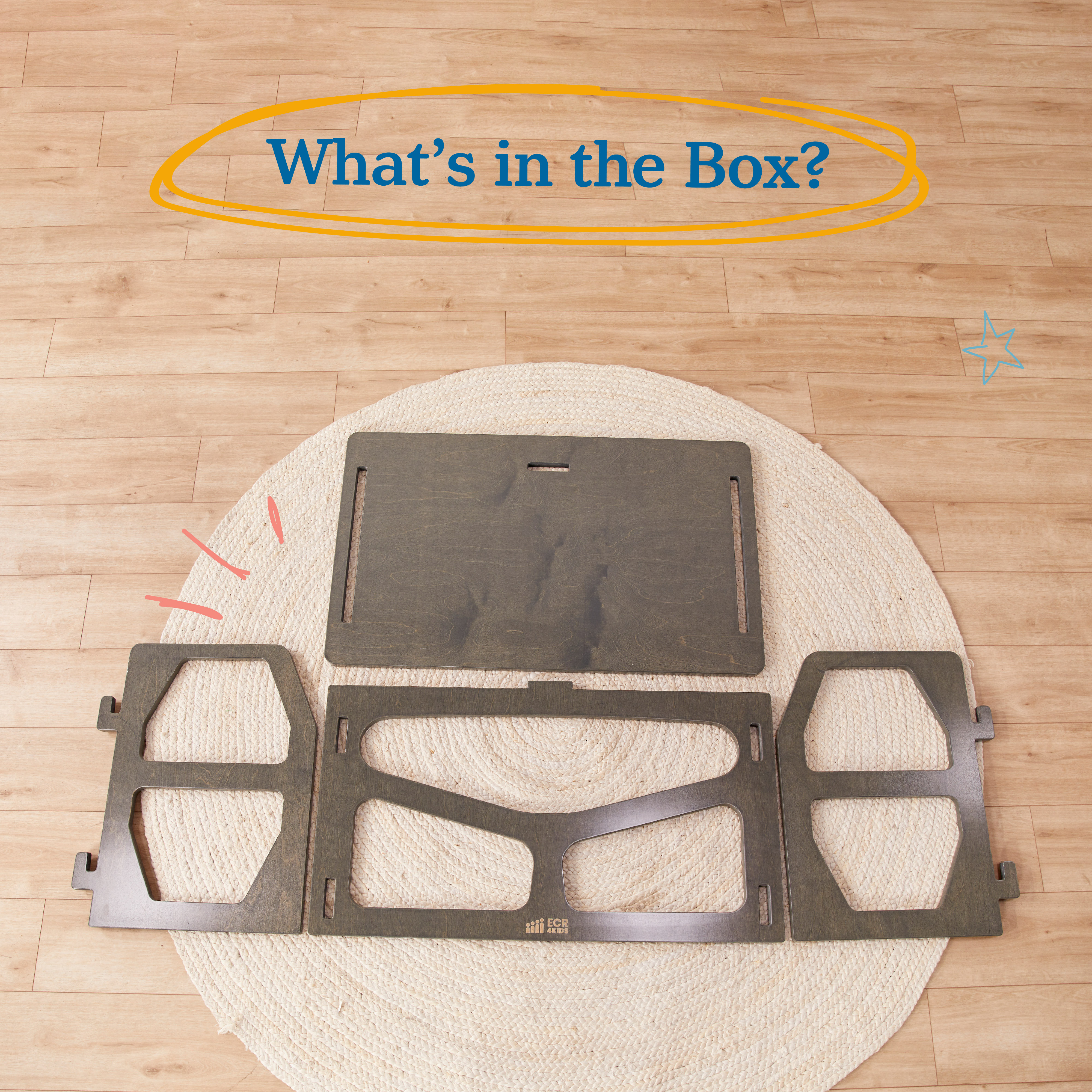 ECR4Kids StudyStation Desk, Grey Wash