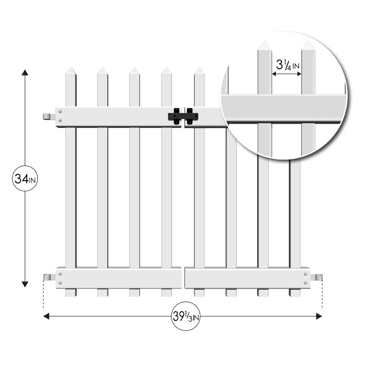Yardlink White Vinyl Fence Gate, 34 inch H x 39-1/4 inch W
