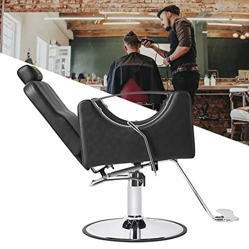 LUXMARS Barber Chair Salon Chair Stylist Chair Rolling Swivel Barber Chairs Recline Salon Beauty Spa Chair 360 Degrees Rolling Swivel Barber Chairs for Barbershop Hair Salon Spa Equipment - Black