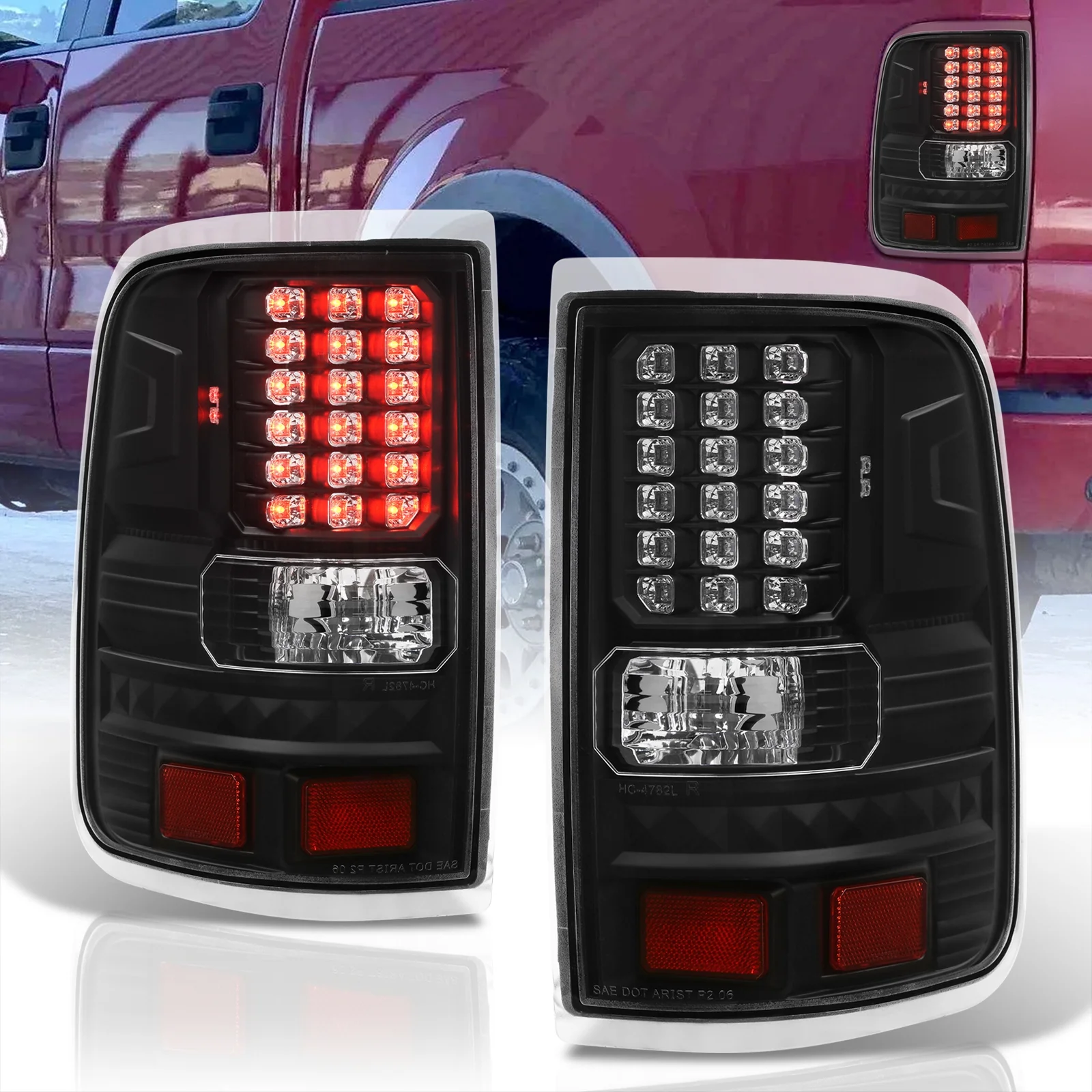 AJP Distributors Black Housing Clear Lens LED Tail Lights Brake Stop Signal Bumper Lamps Assembly Pair Compatible/Replacement For Ford F-150 F150 Styleside Body 2004 2005 2006 2007 2008 04 05 06 07 08