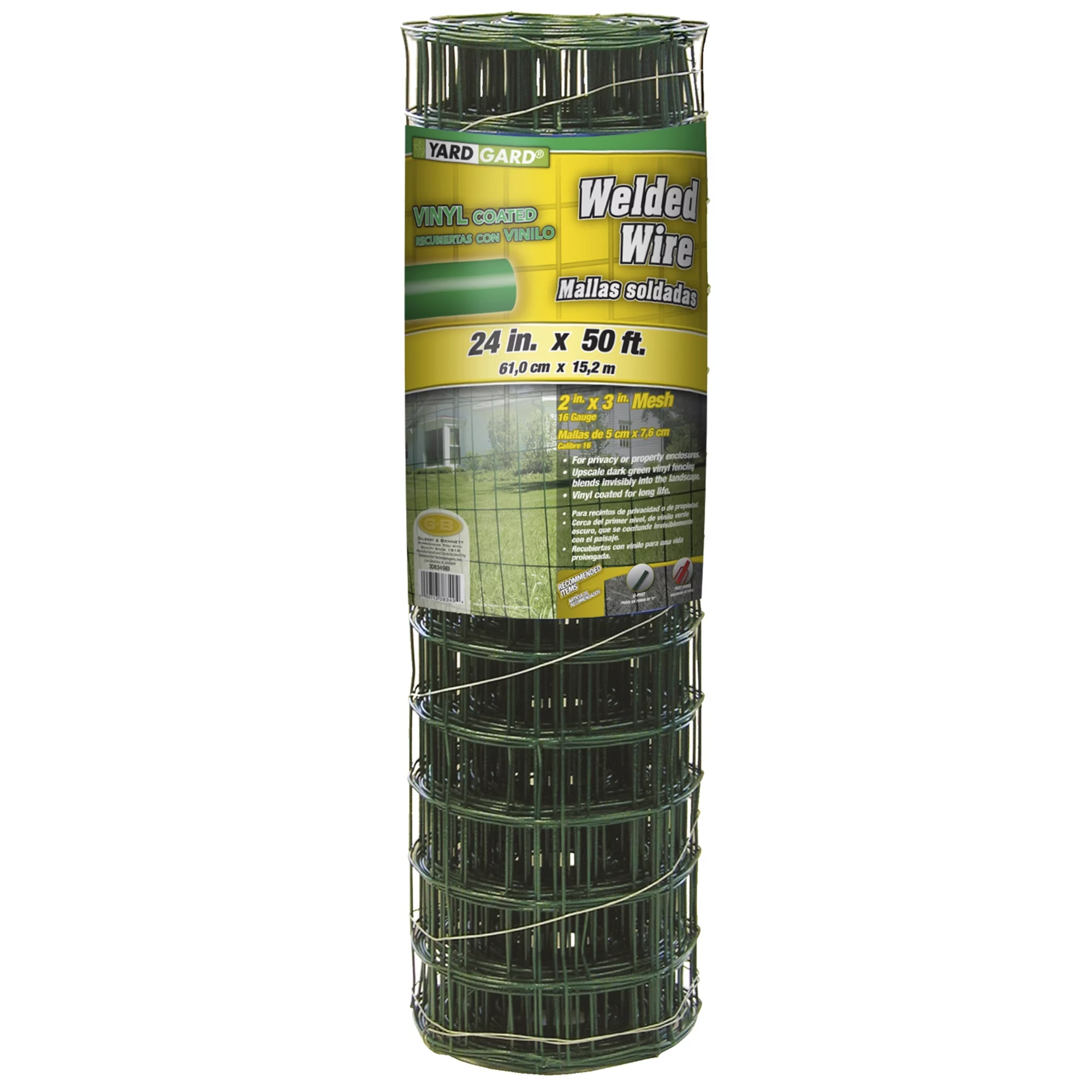 YARDGARD 24 inch by 25 foot 16 gauge 2 inch by 3 inch mesh junior roll pvc welded wire