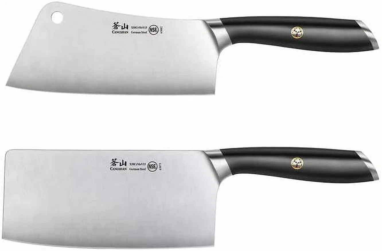 Cangshan S Series German Steel Forged 2-piece Cleaver Knife Set,High Alloy German Steel(Black)