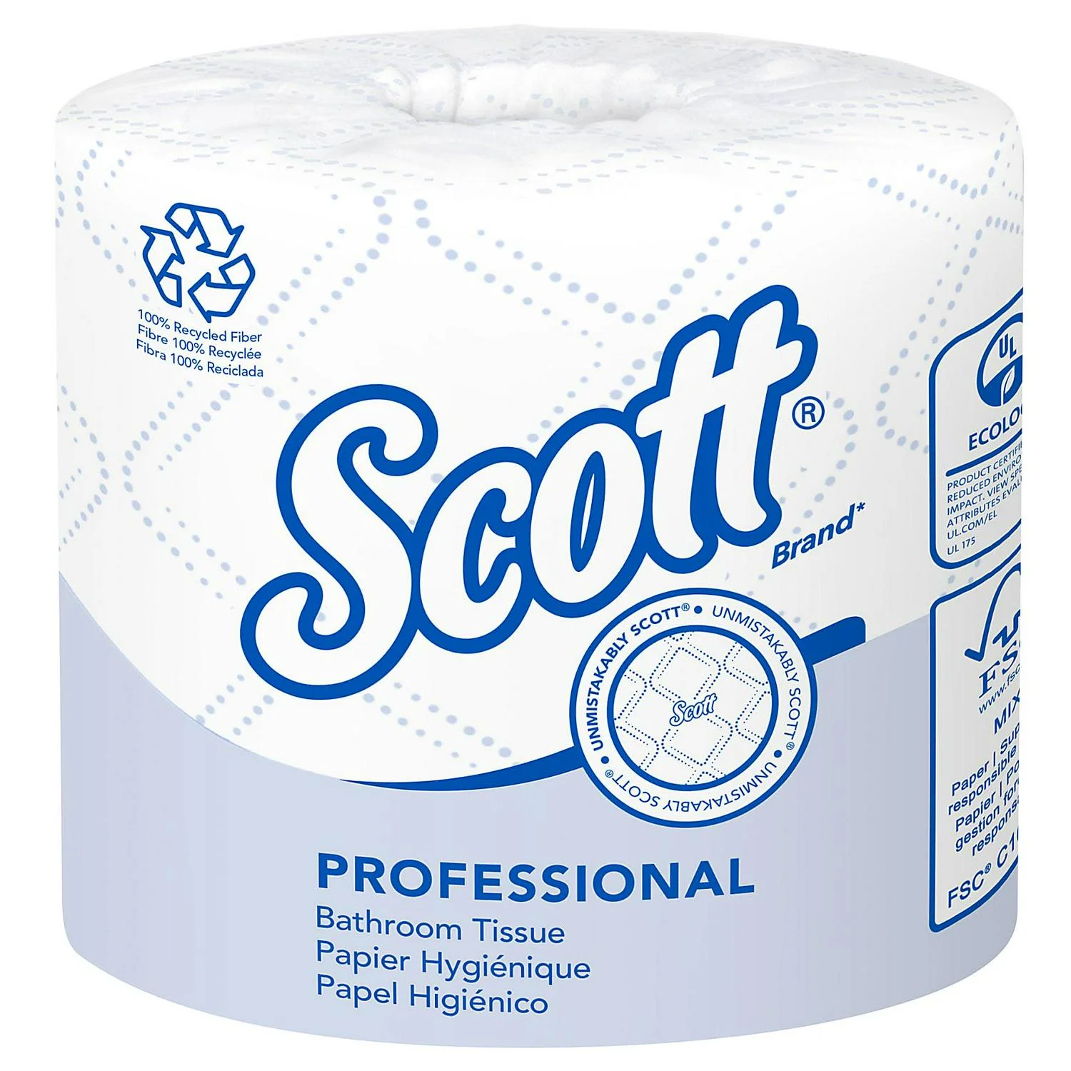Scott; Essential 2-Ply Toilet Paper, 100% Recycled, FSC; Certified, 506 Sheets Per Roll, Pack Of 80 Rolls