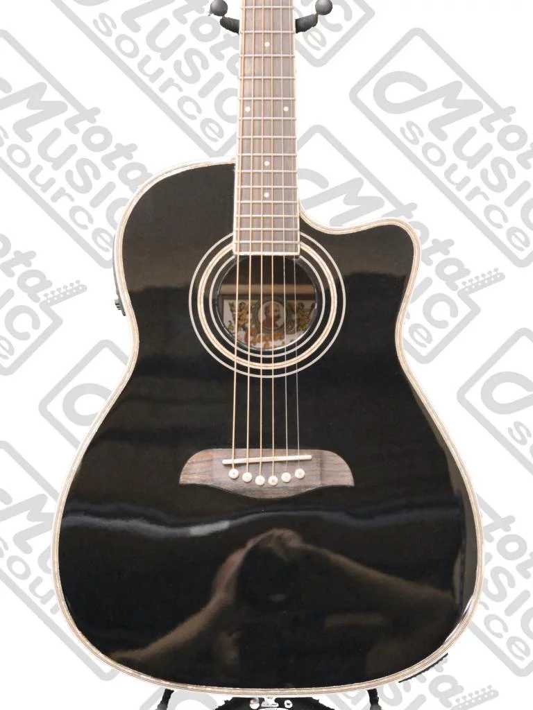 Oscar Schmidt OG1CEB 3/4 Size Acoustic-Electric Guitar, 4 Band EQ Tuner, Black