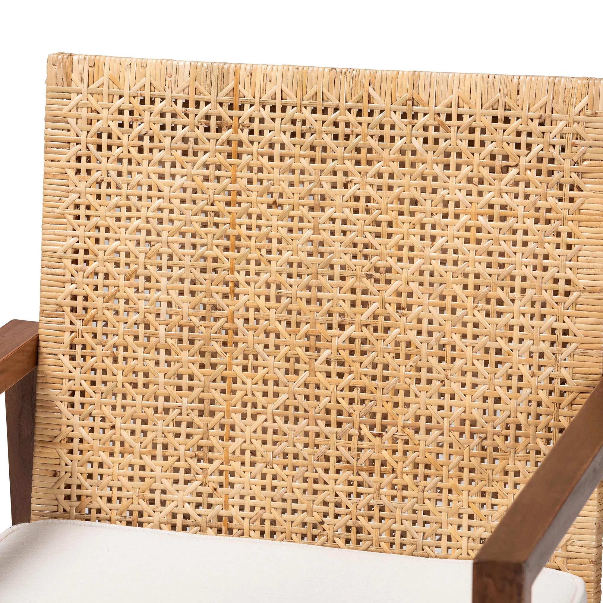 bali & pari Lovina Boho Arm Chair, Handwoven Natural Rattan, Light Honey