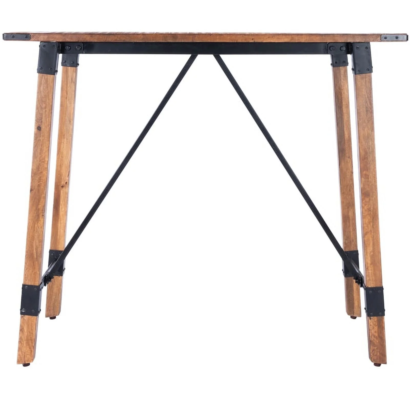Beaumont Lane Rustic Lodge Industrial Wood and Metal Pub Table in Beige