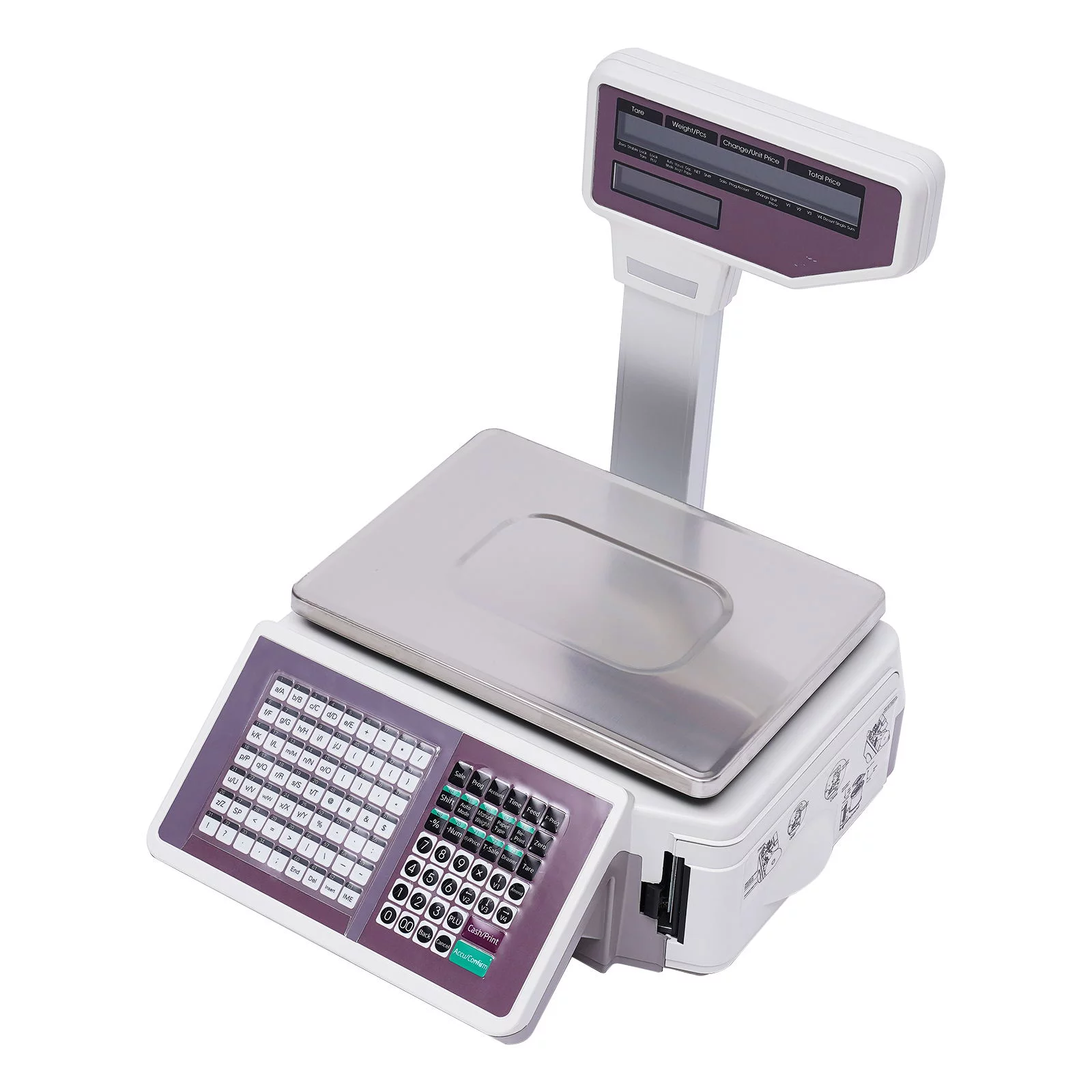 Wuzstar Digital Weight Price Scale Commercial Accurate Food Meat Fruit Weight Scale with Thermal Label Printer 66LB/30KG