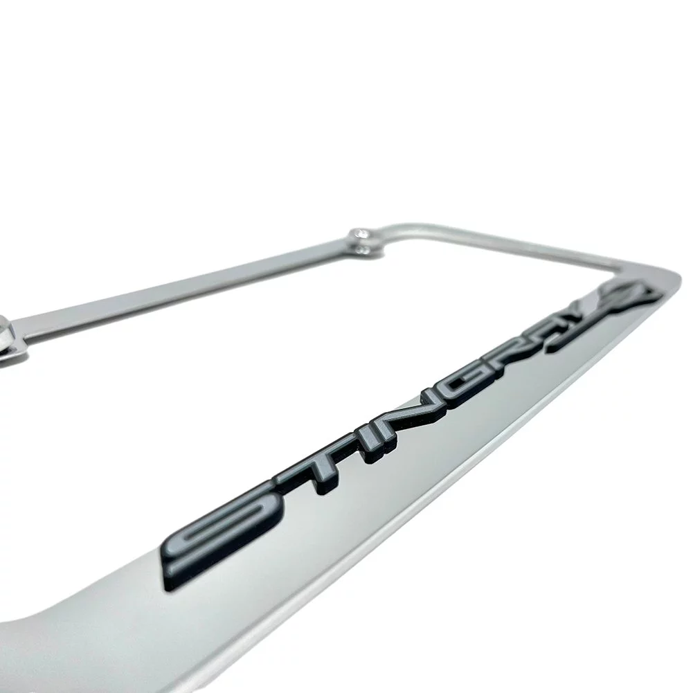 C8 Corvette Stingray License Plate Frame - Chrome with C8 Stingray Fish Logo