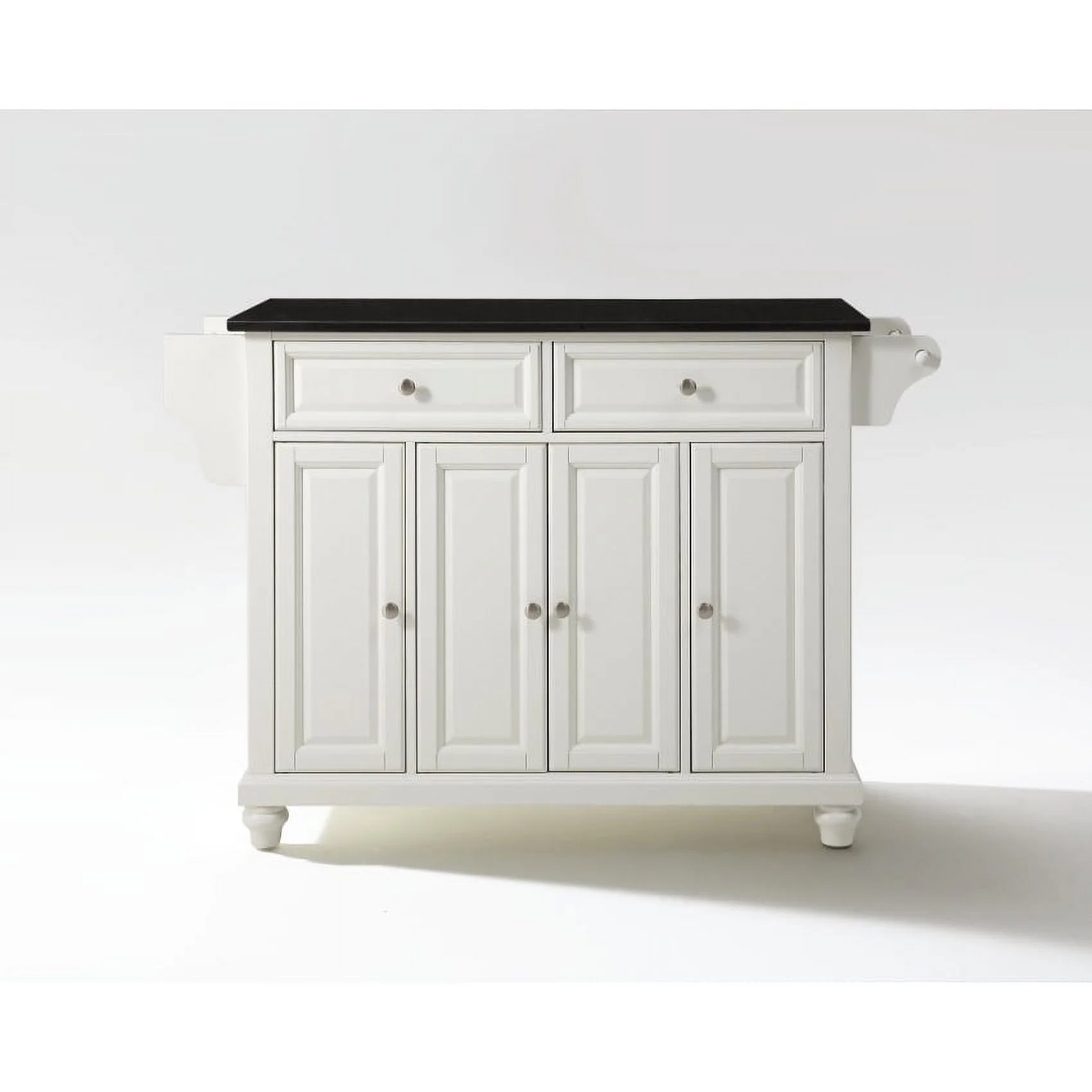 CAMBRIDGE SOLID BLACK GRANITE TOP KITCHEN ISLAND IN WHITE FINISH