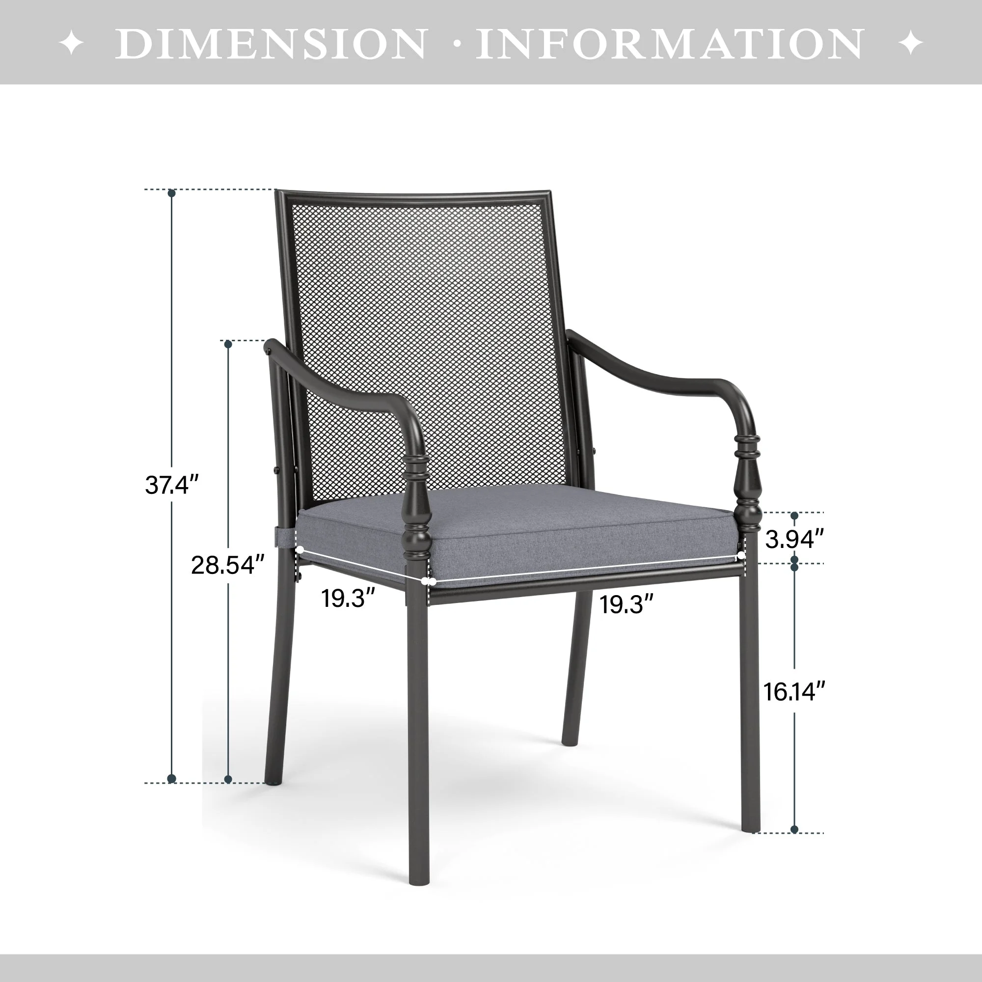 Sophia & William Metal Mesh Patio Dining Chairs with Cushions - Set of 8