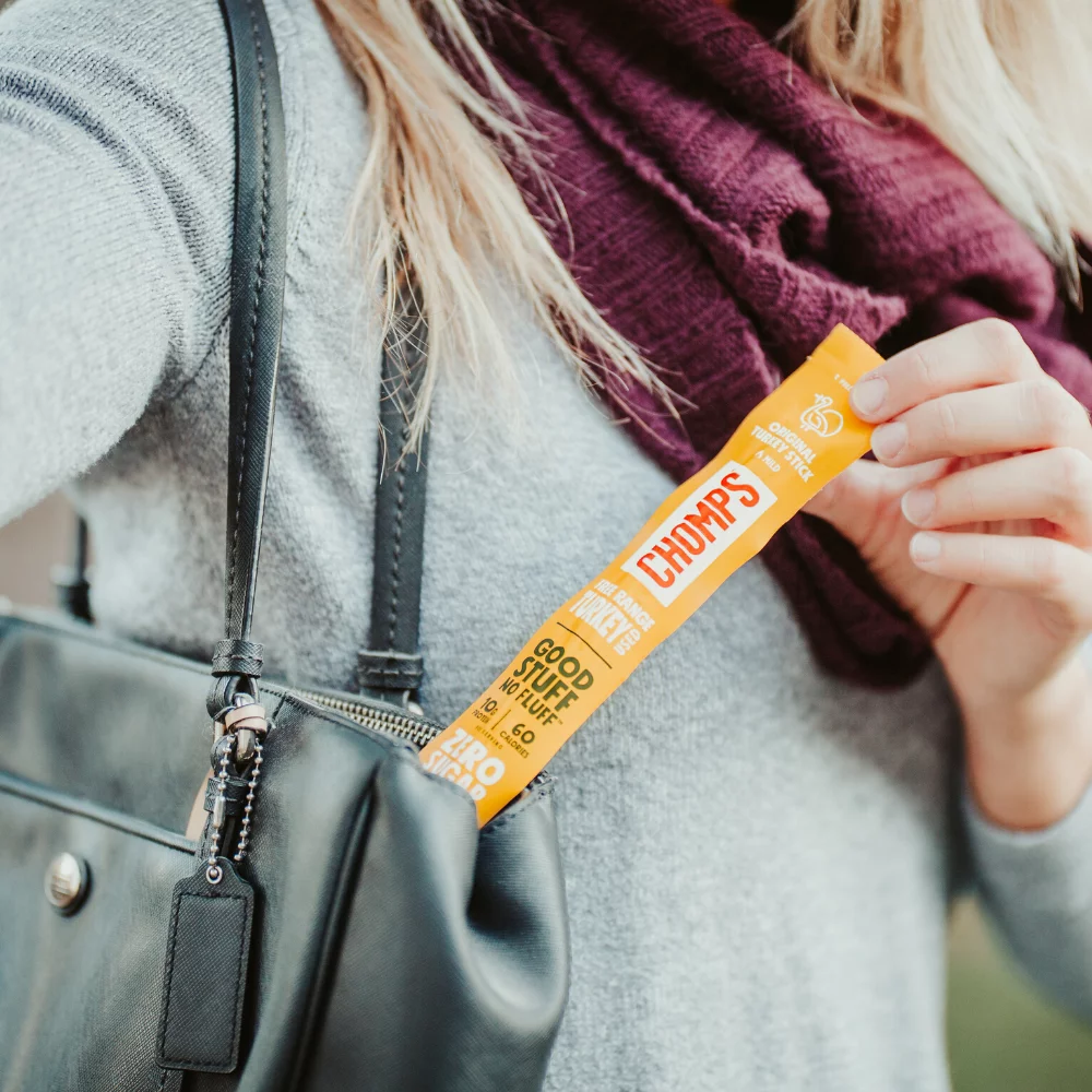 Chomps Free Range Turkey Jerky Sticks, High Protein, Gluten Free, Sugar Free, Whole 30 Approved, 10ct 1.15oz Sticks