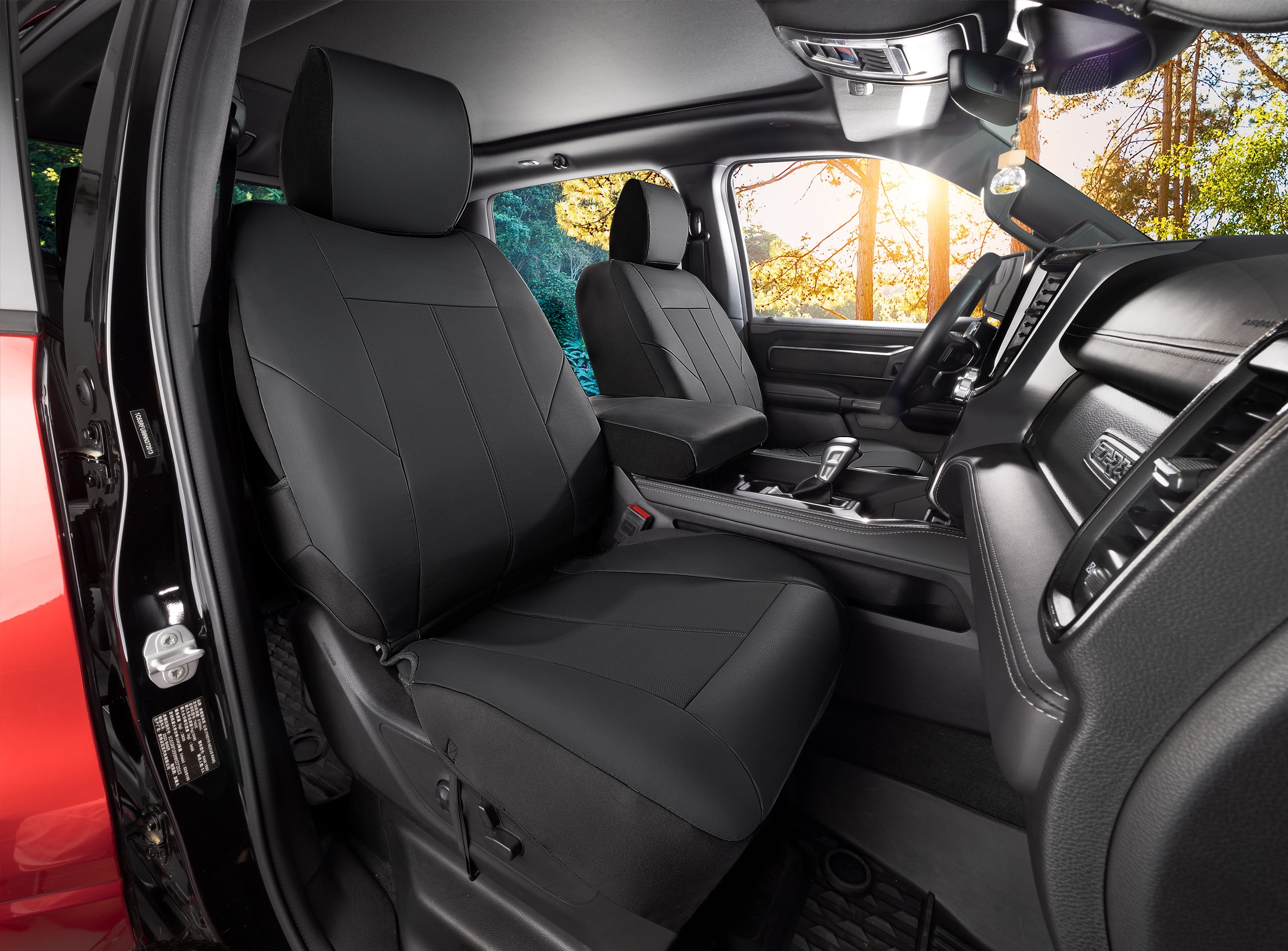 Auto Drive Leather Front Seat Cover Fit for RAM 1500 2013-2018 Black