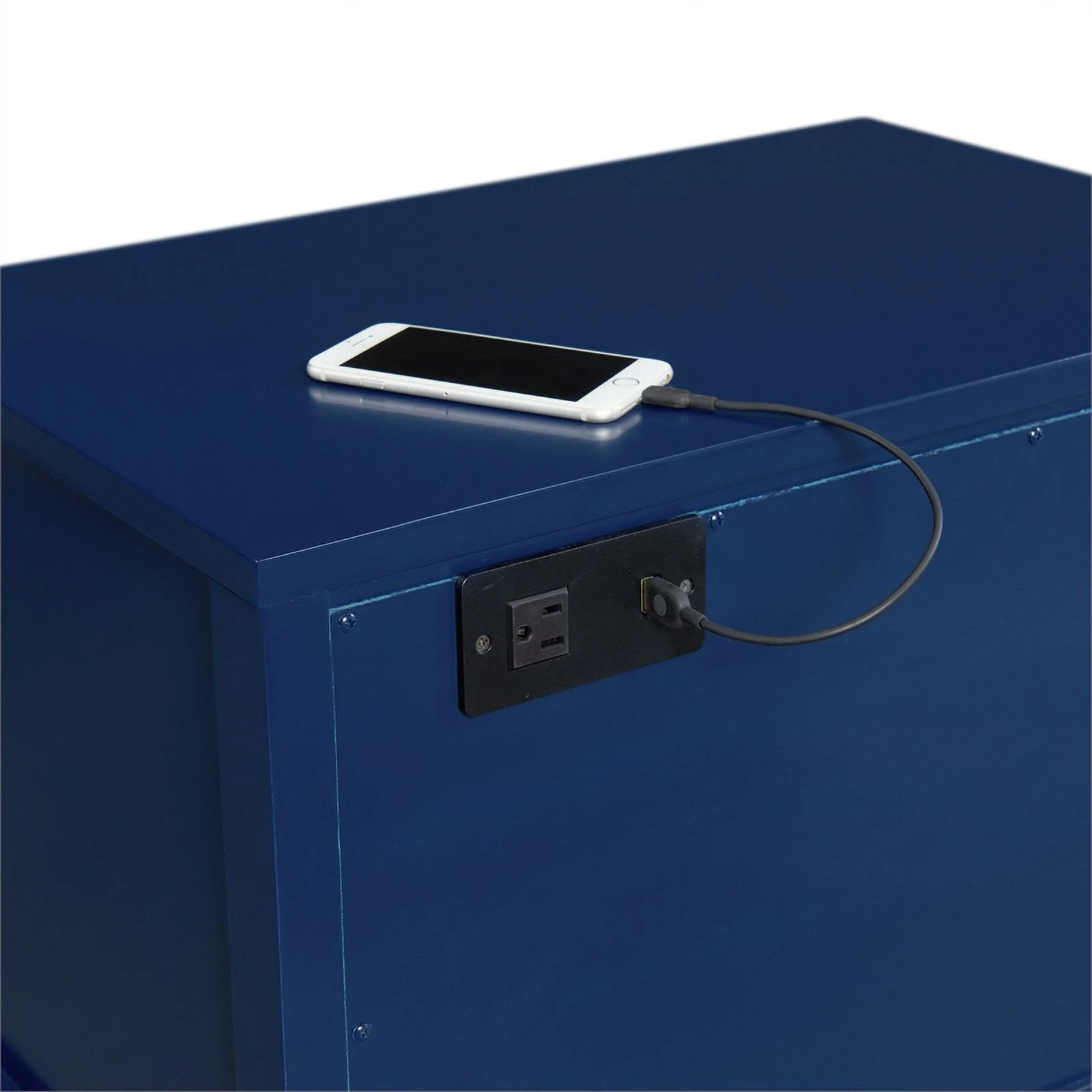 Pemberly Row Traditional Rectangular Side Table in Navy Finish