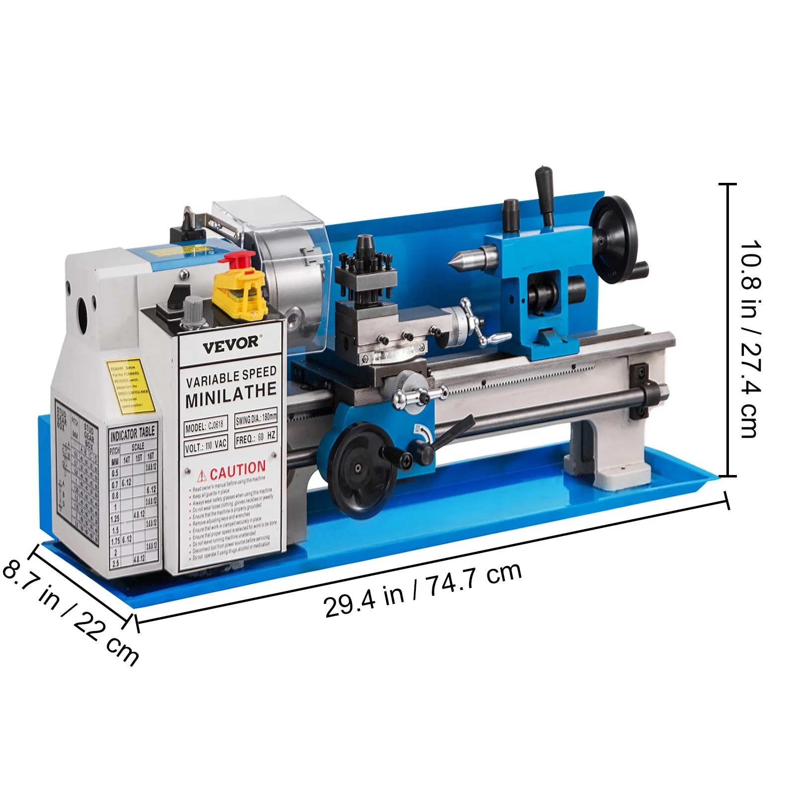 BENTISM Mini Metal Milling Lathe 7x14 in Infinitely Variable Speed Nylon Gear 550W