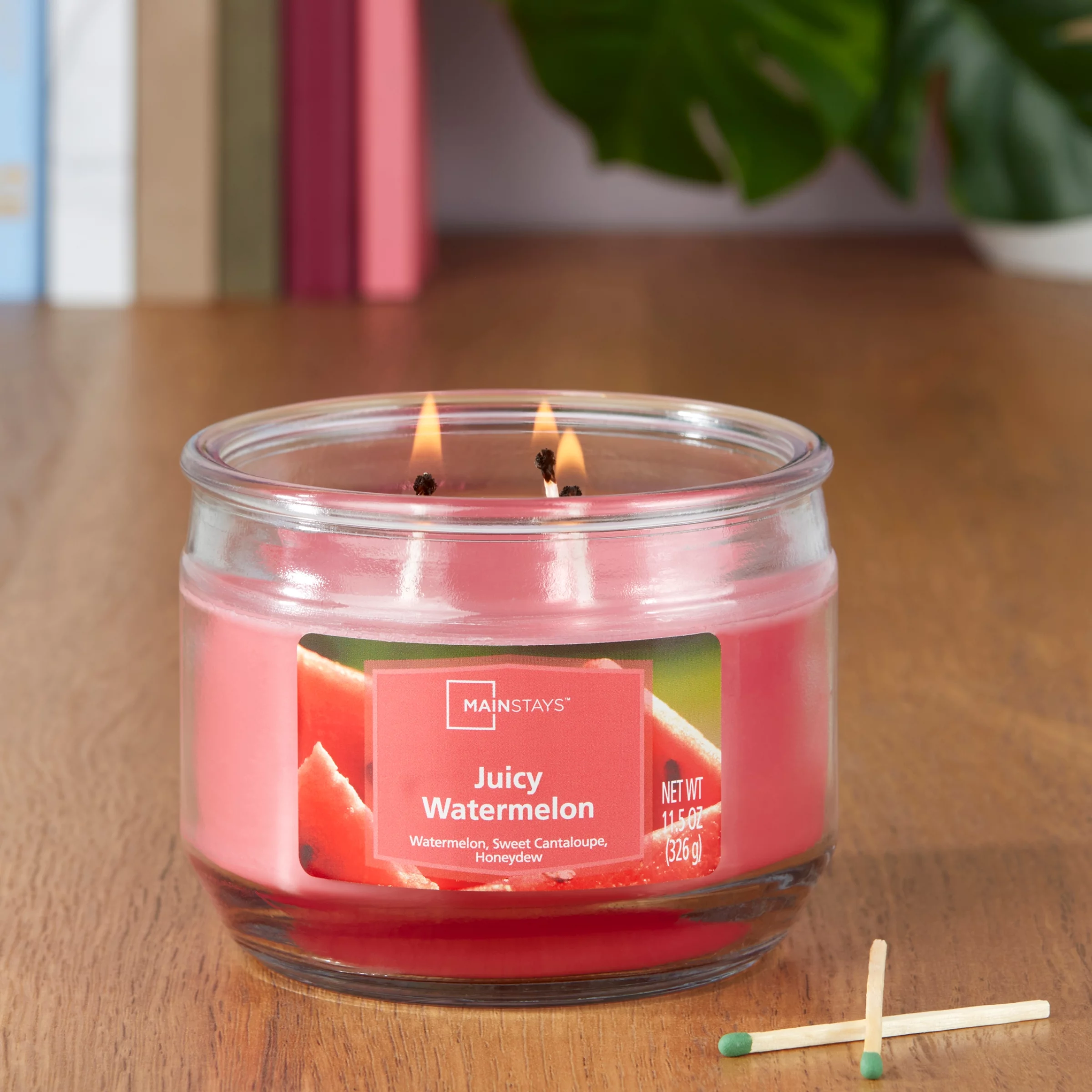 (2 pack) Mainstays Juicy Watermelon Scented 3-Wick Candle, 11.5oz