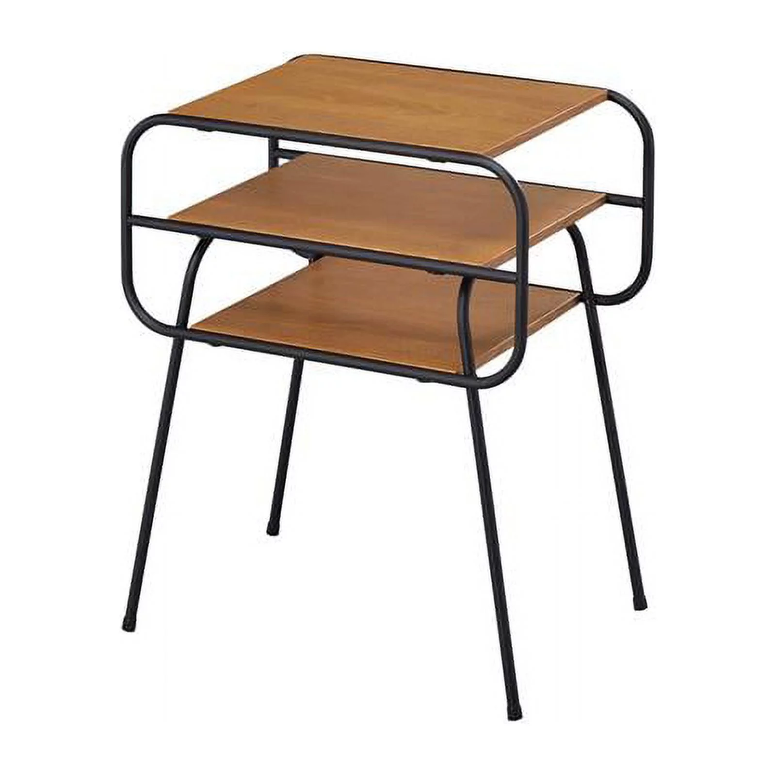 Home Square 2-Piece Furniture Side Table Set in Oak and Black