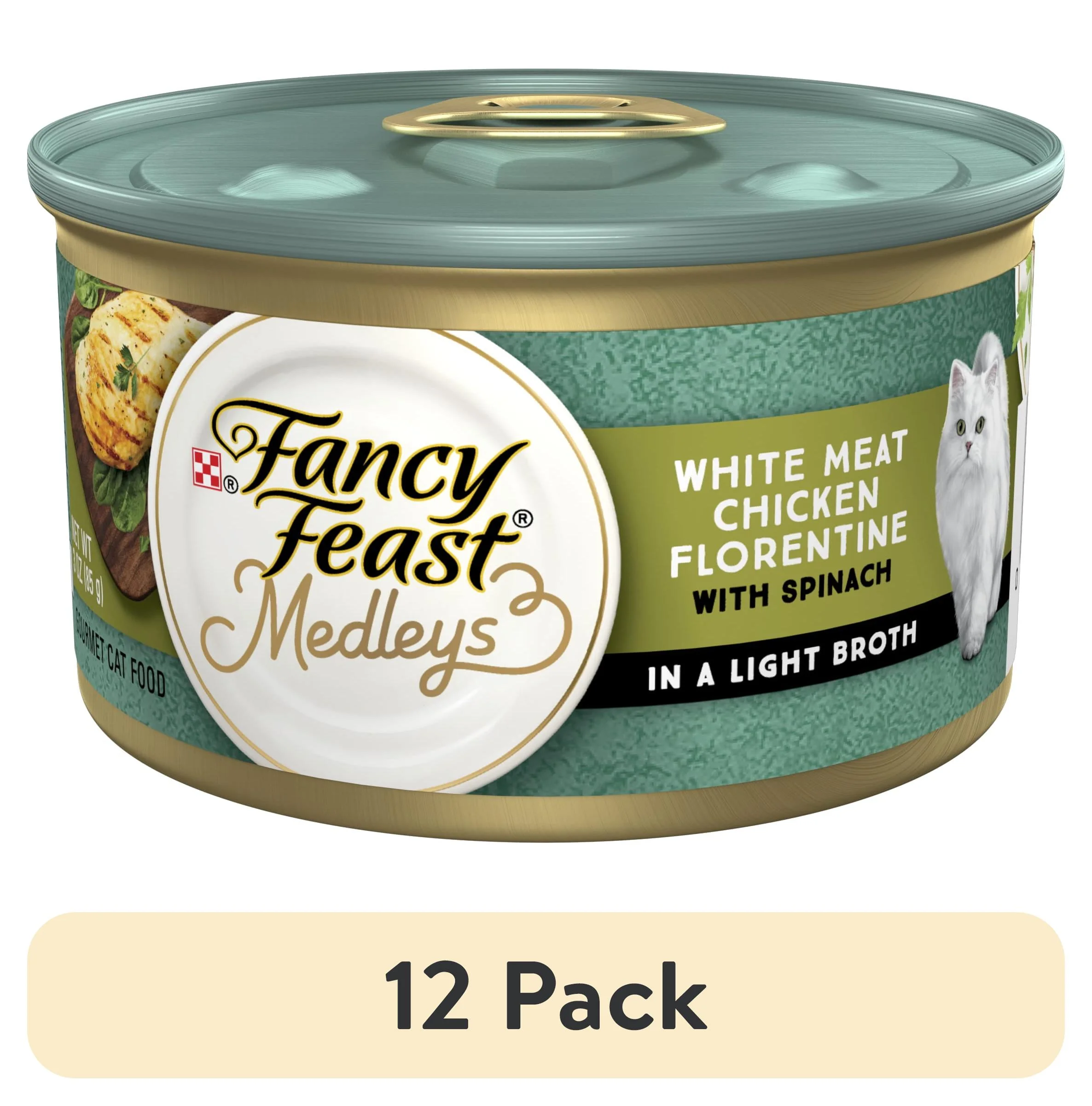 (12 pack) Purina Fancy Feast Medleys Wet Cat Food Chicken Garden Greens, 3 oz Can