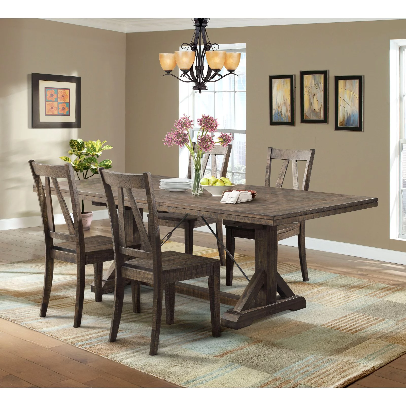 Picket House Furnishings Flynn 5 Piece Dining Set in Walnut
