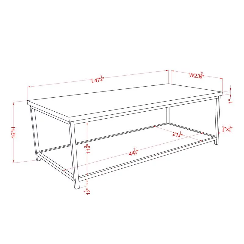 Furniture of America Pris Wood 1-Shelf Coffee Table in Oak and Black