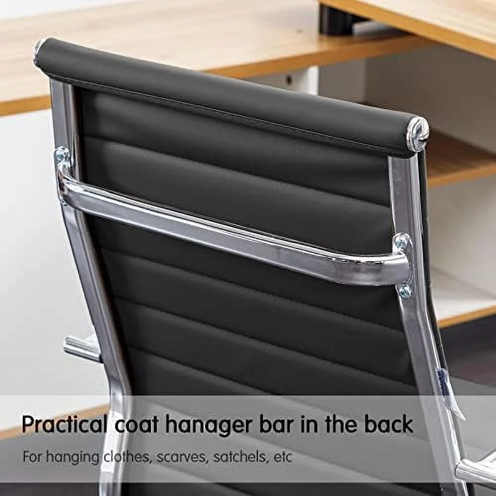 JYHOME Home Office Chair Ribbed  Modern Leather Conference Room Chairs  Ergonomic Office Desk Chair  High Back Executive Computer Chair  Adjustable Swivel Chair with Arms (Brown)