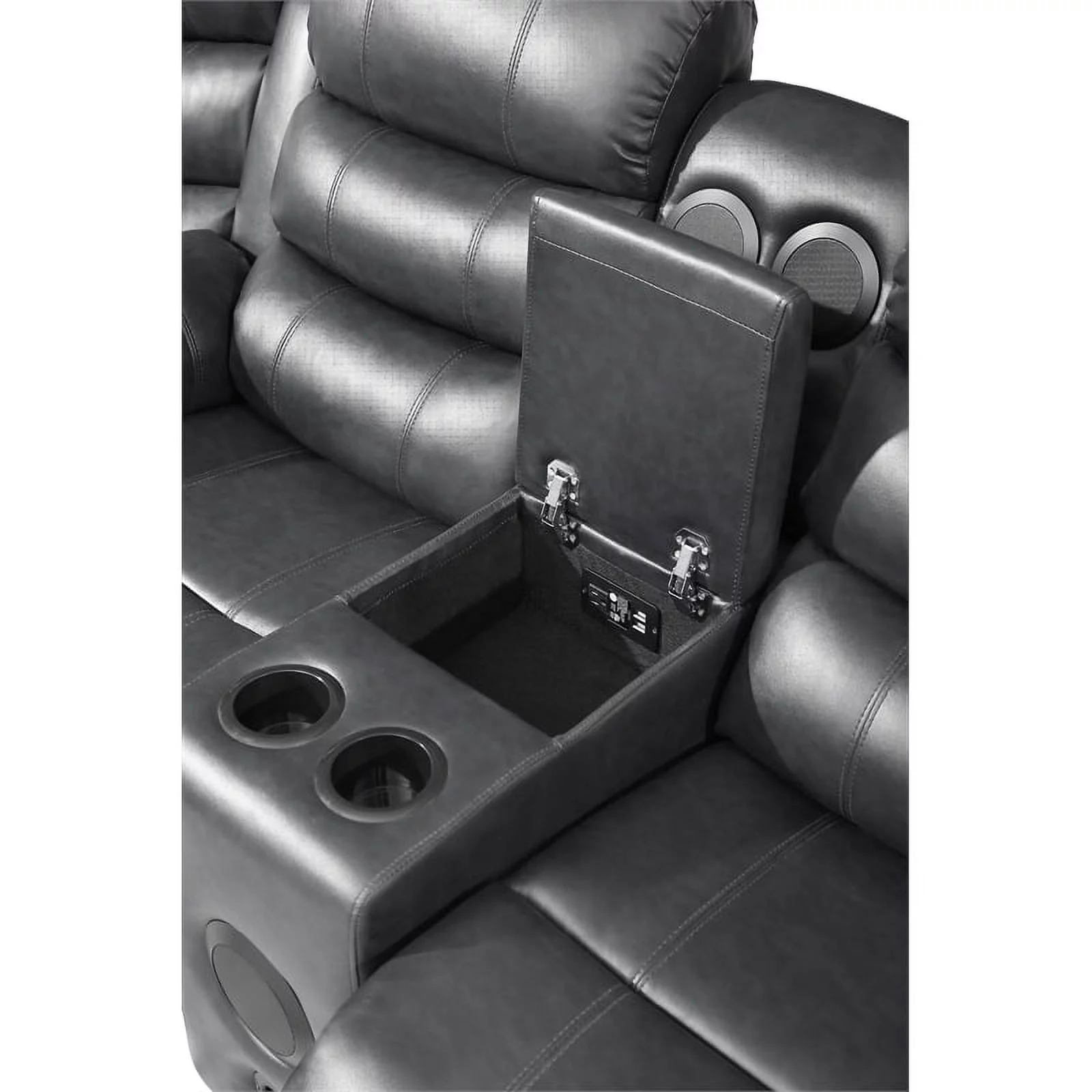 Bowery Hill Modern LED Faux Leather Reclining Sectional in Gray