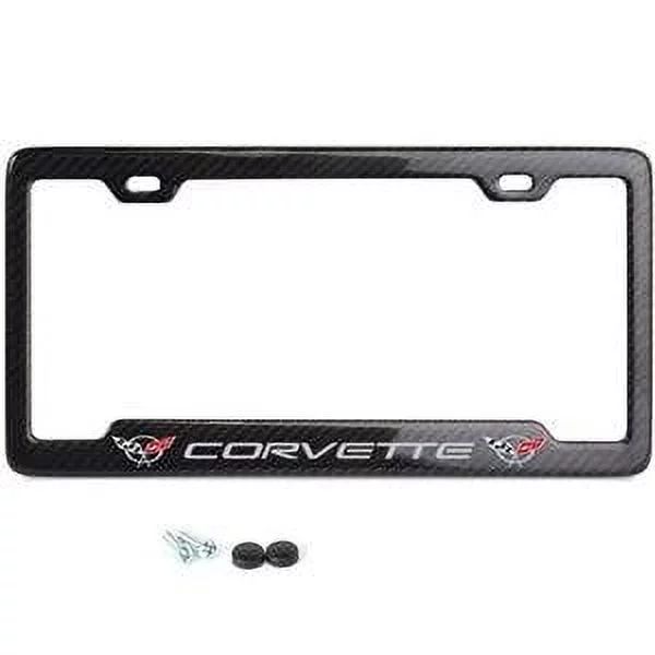 C5 Corvette script with w/Double Logo License Plate Frame - Carbon Fiber