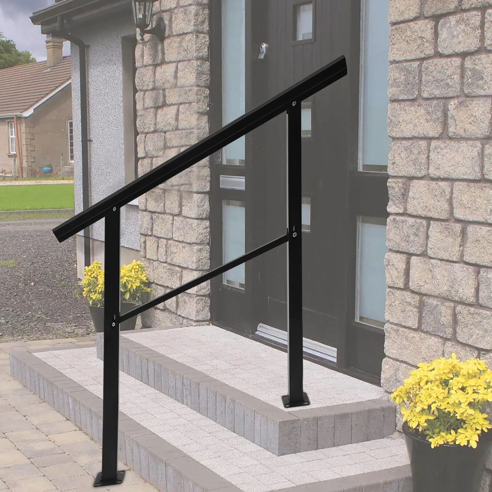 ZhdnBhnos Handrail for 1-2 Step Outdoor Stair Railing Safty Transitional Hand Rail 36in/44in Grab Bar