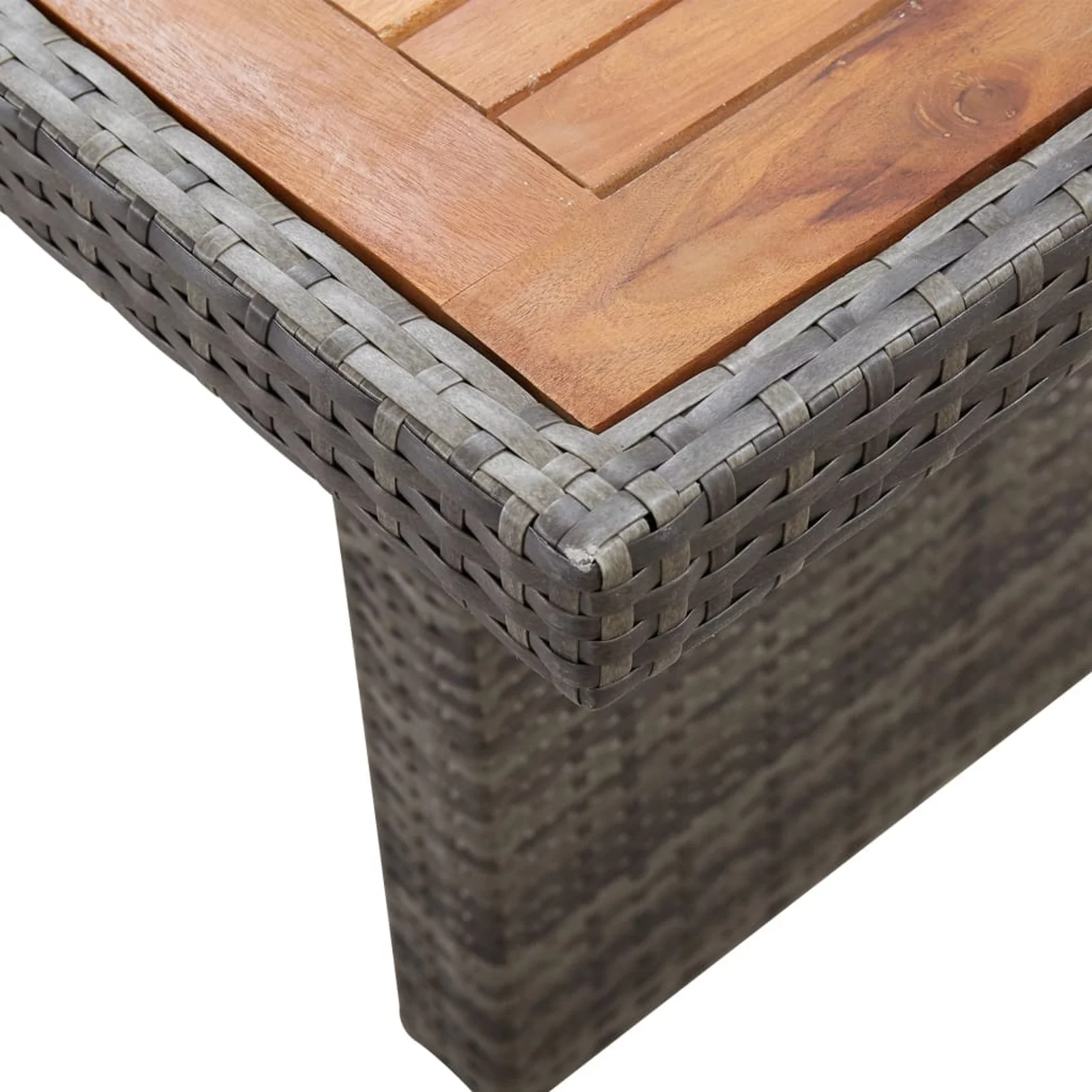 Andoer parcel,Patio Table Poly RattanTable Side Table Rattan And Wood Table Patio Balcony End Table Metal 94.5 X 35.4 Lawn Wood Pe X 29.1 In Table Metal Side X 35.4 X SmallEnd